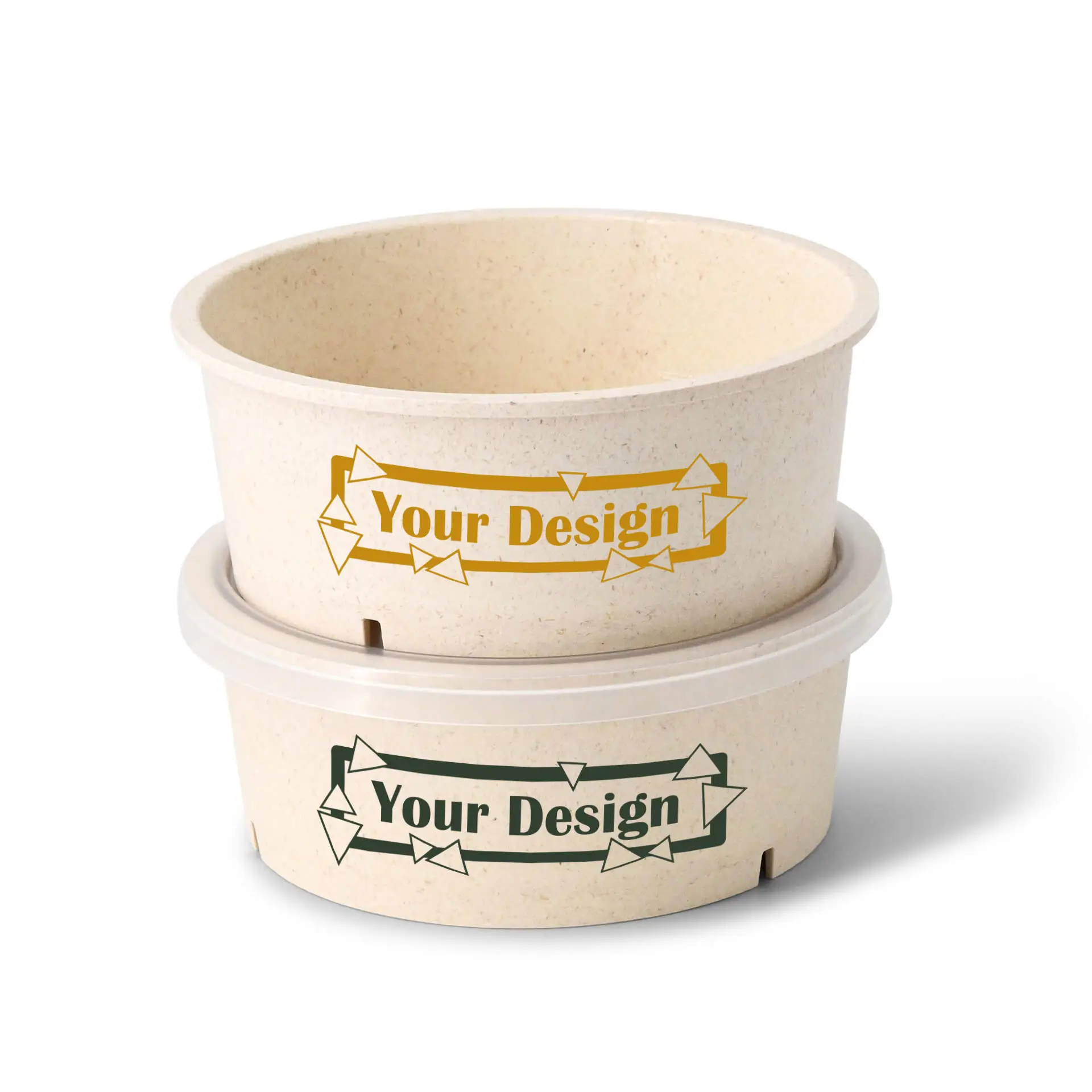 Reusable bowl printed, 650 ml, cream-white