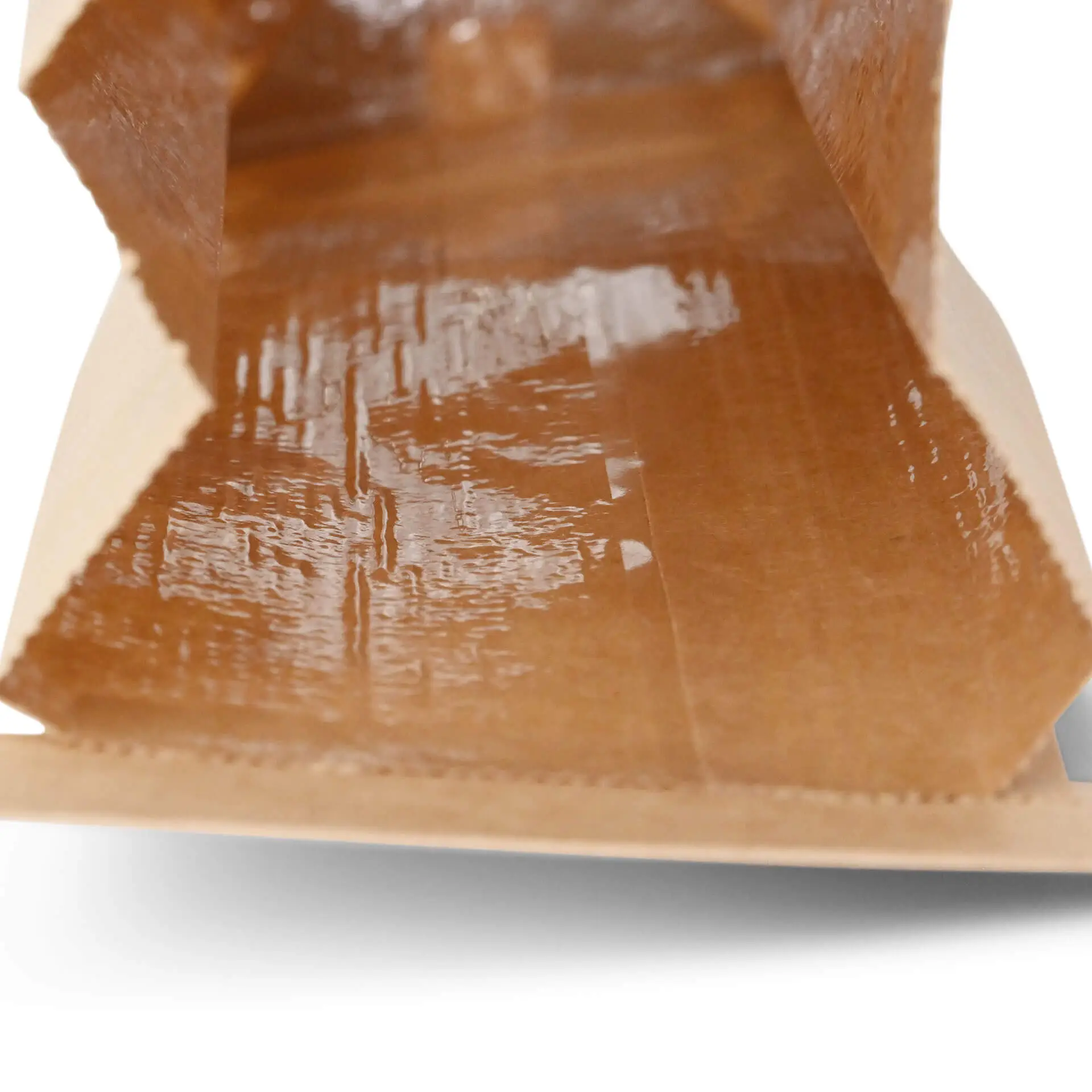 Block bottom bags with window XS, 7,5 x 4,5 x 24 cm, PP-foil, brown, tin tie, kraft paper