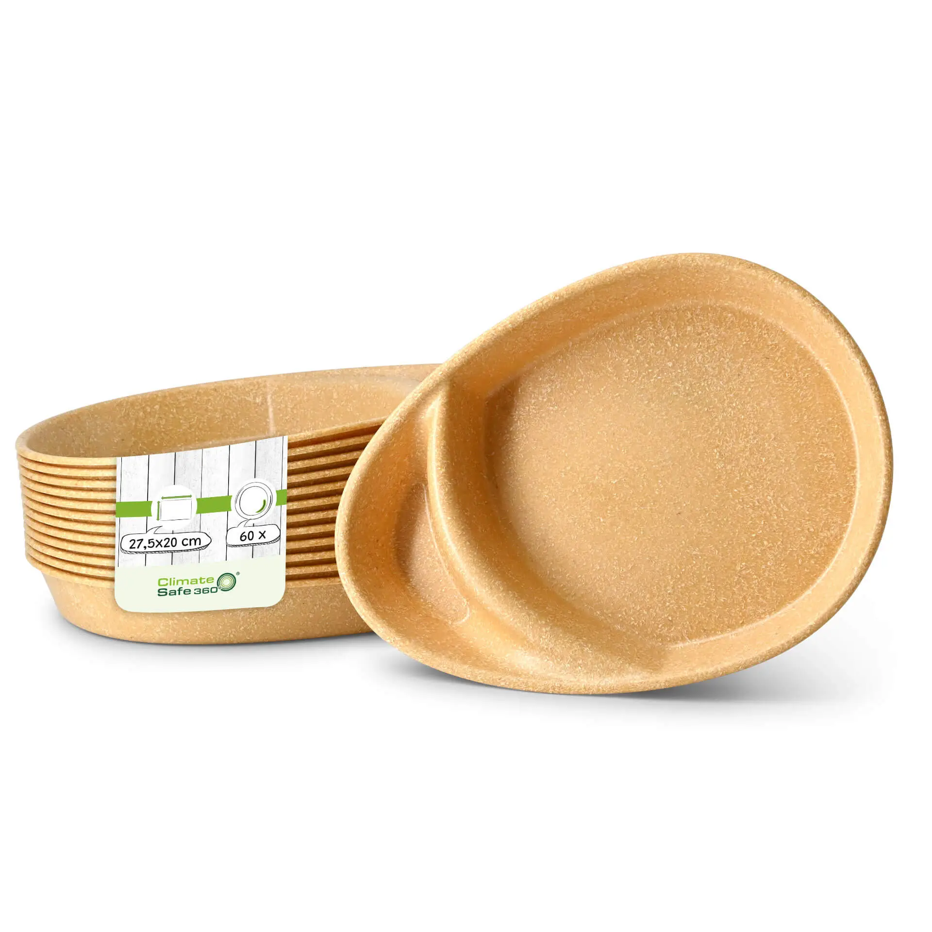 | 2 FOR 1 | Reusable divided plates "merways Plate" 27.5 × 20 × 3.5 cm, 2 compartments, teardrop, caramel / brown