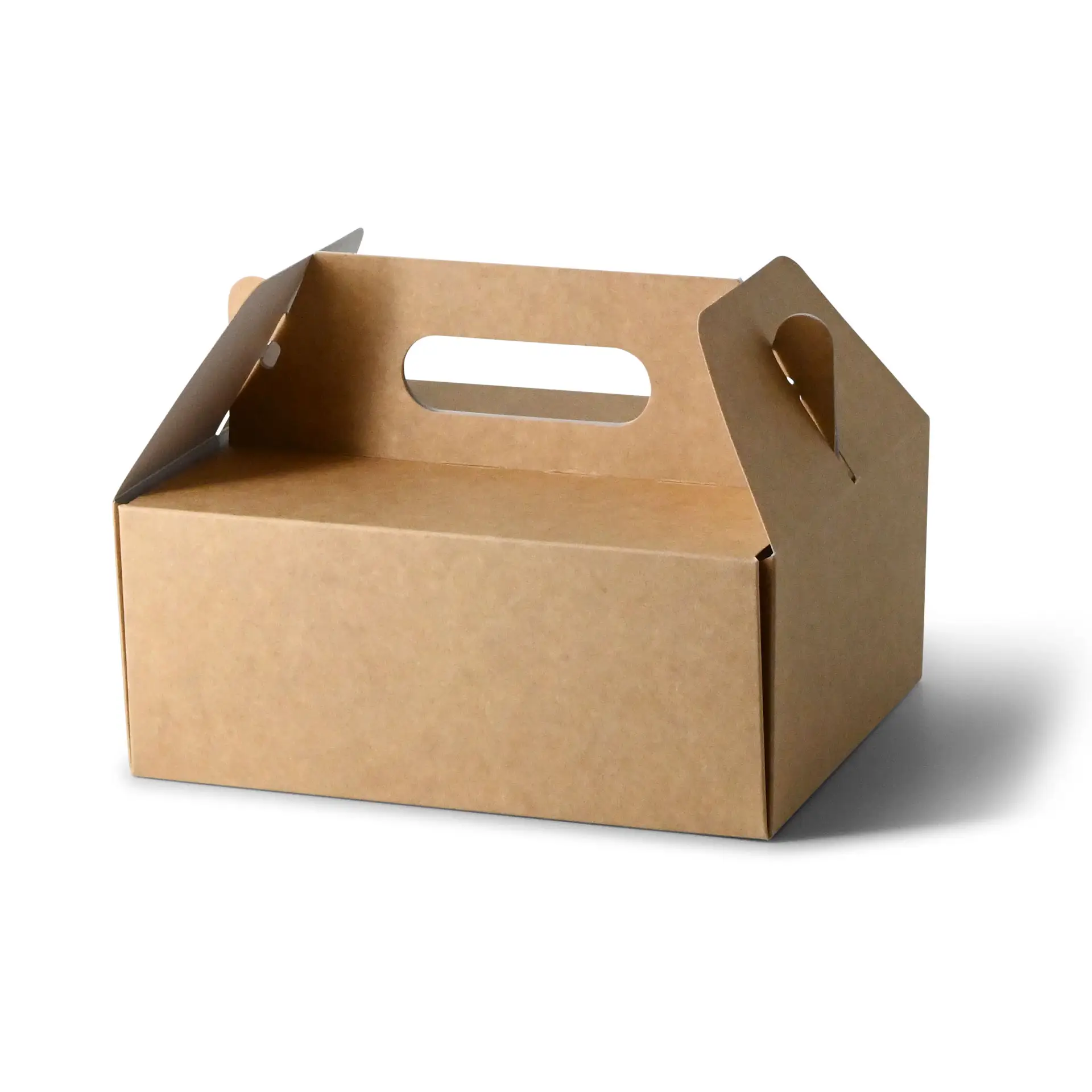 Cardboard pastry boxes with handle M, 21 x 17 x 9 cm, kraft, foldable