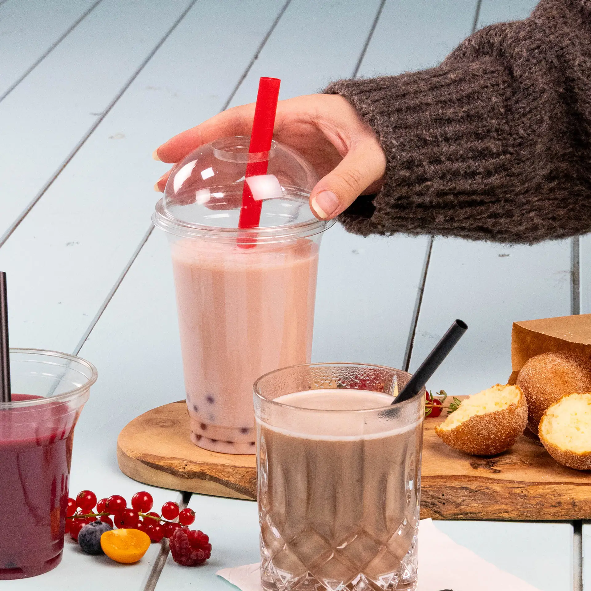 Bubble tea straws 20 cm, Ø 1.2 cm, colorful, reusable