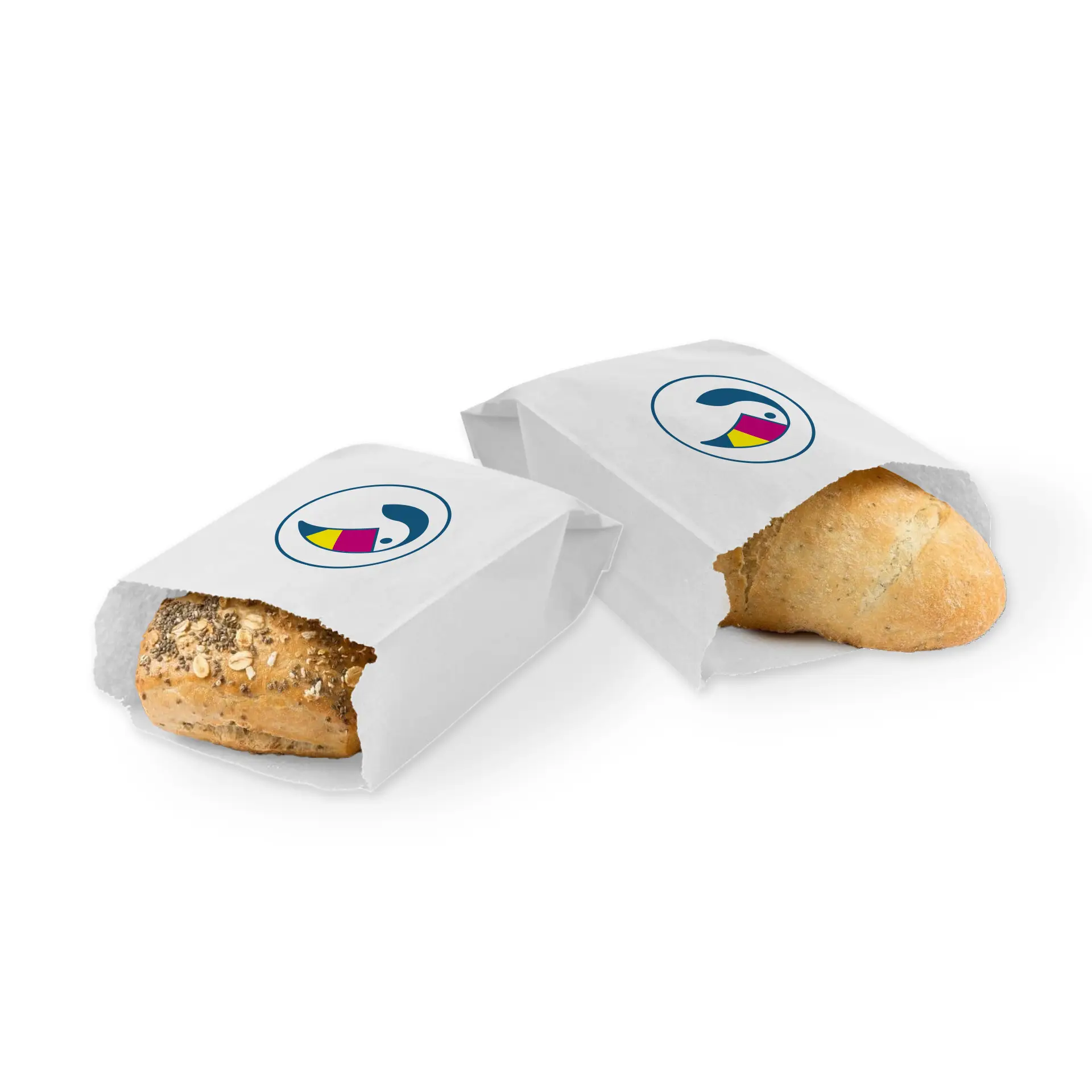 Printed bread bags, white, 15 x 6 x 29 cm