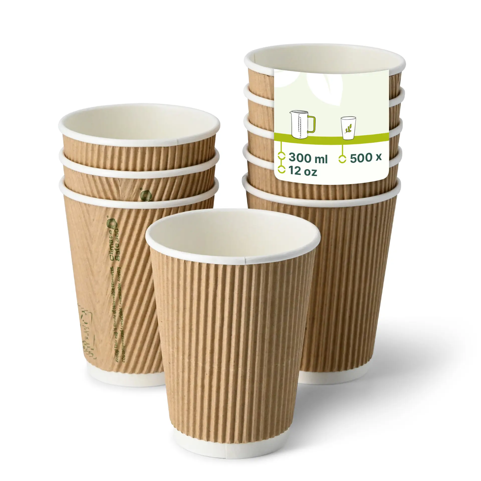 12 oz Takeaway coffee cups / Ripple cups, Ø 90 mm, kraft