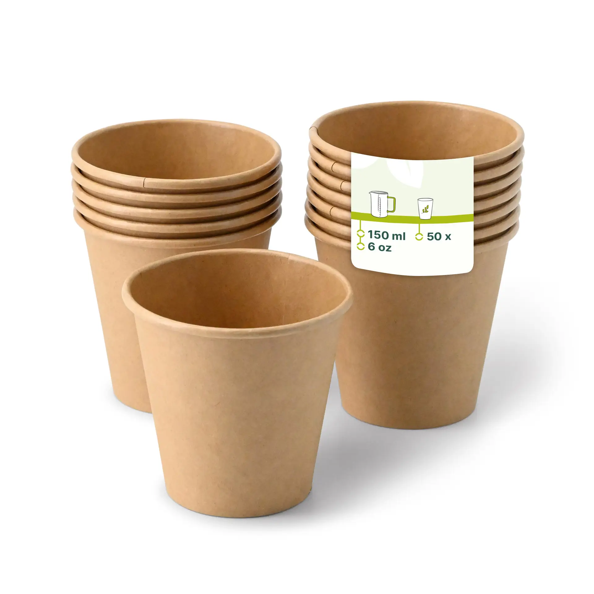 6 oz Paper cups single wall, Ø 80 mm, kraft dhd045111-pappbecher-150-ml-6-oz-80-mm-braun
