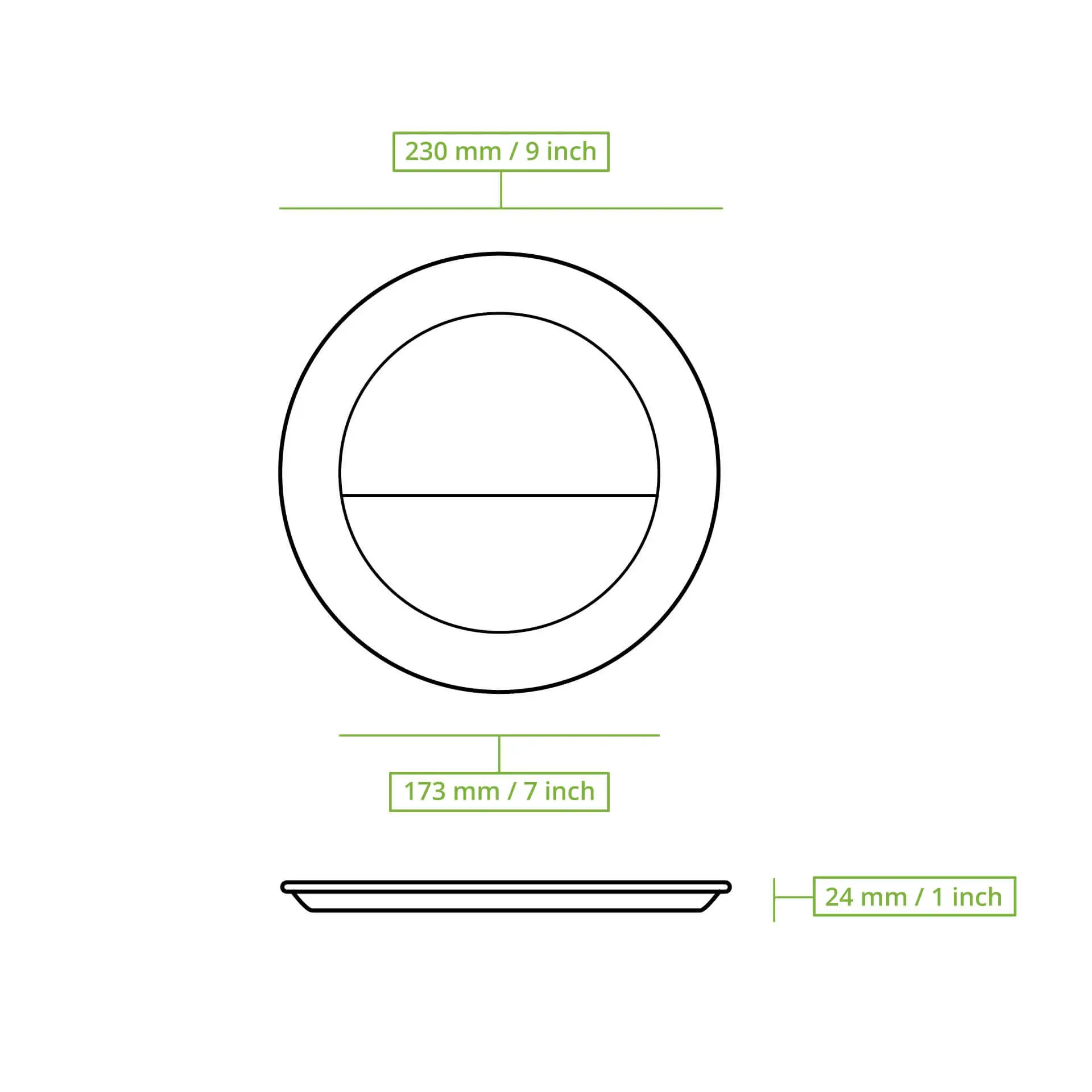 Ø 22 cm, Sugarcane-menu plate, 2 compartments, round Ø 22 cm, Sugarcane-menu plate, 2 compartments, round