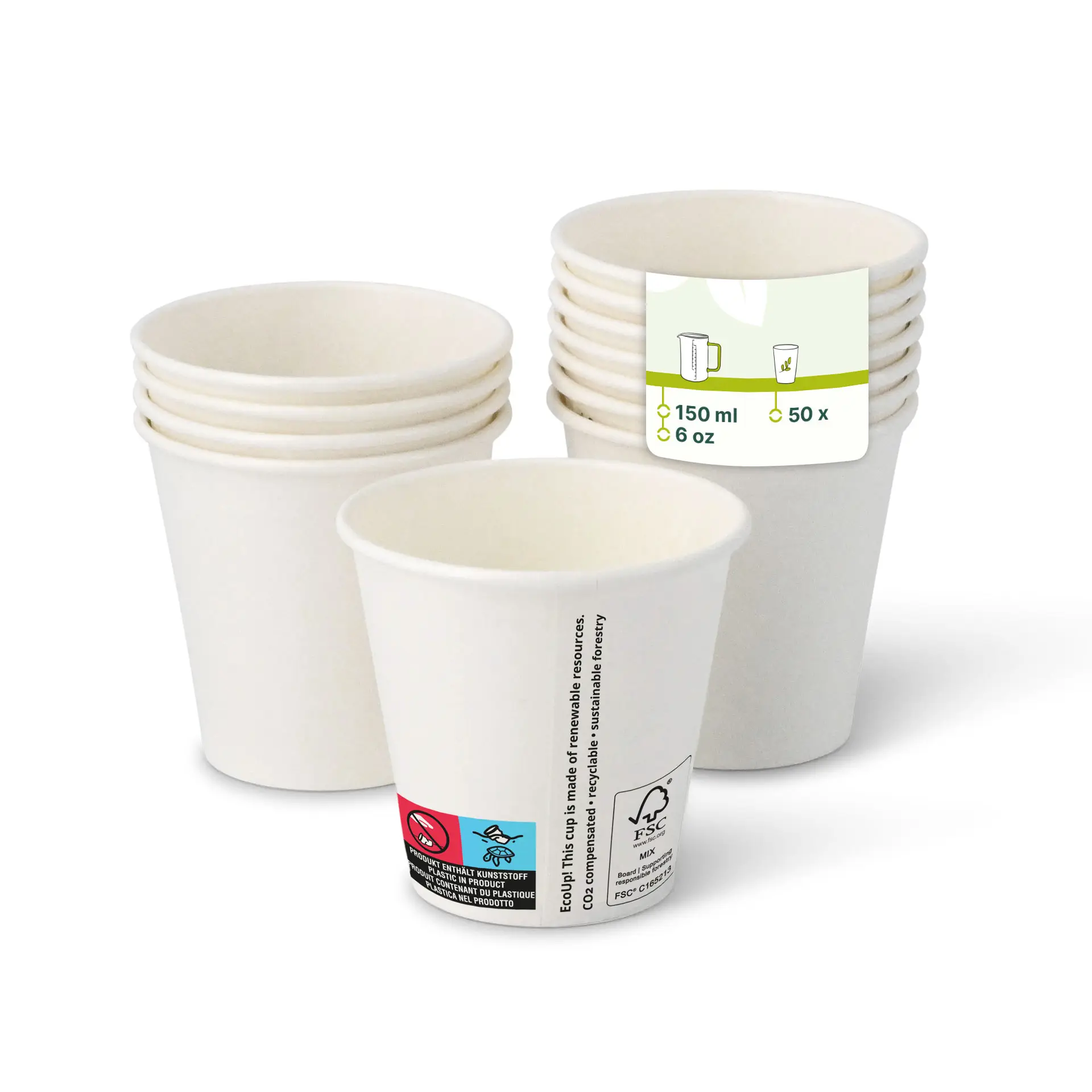 6 oz Paper cups (coated), Ø 80 mm, white con10008-01-1-pappbecher-beschichtet-150-ml-6-oz-80-mm-weiss
