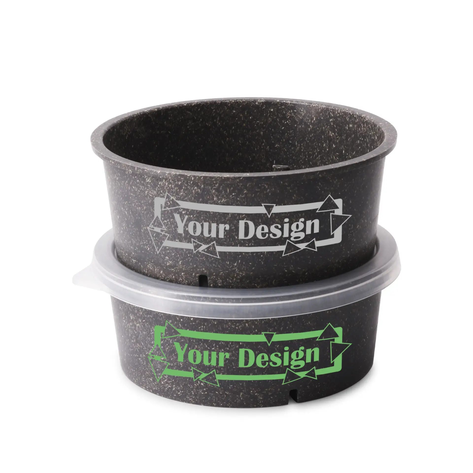 Reusable bowl printed, 650 ml, grey