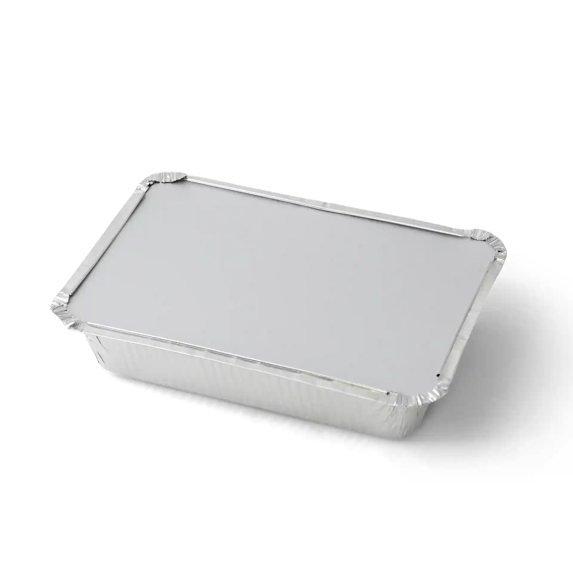 Rectangular aluminium lid for a 845 ml container, measuring 205 mm by 140 mm, with a smooth surface.