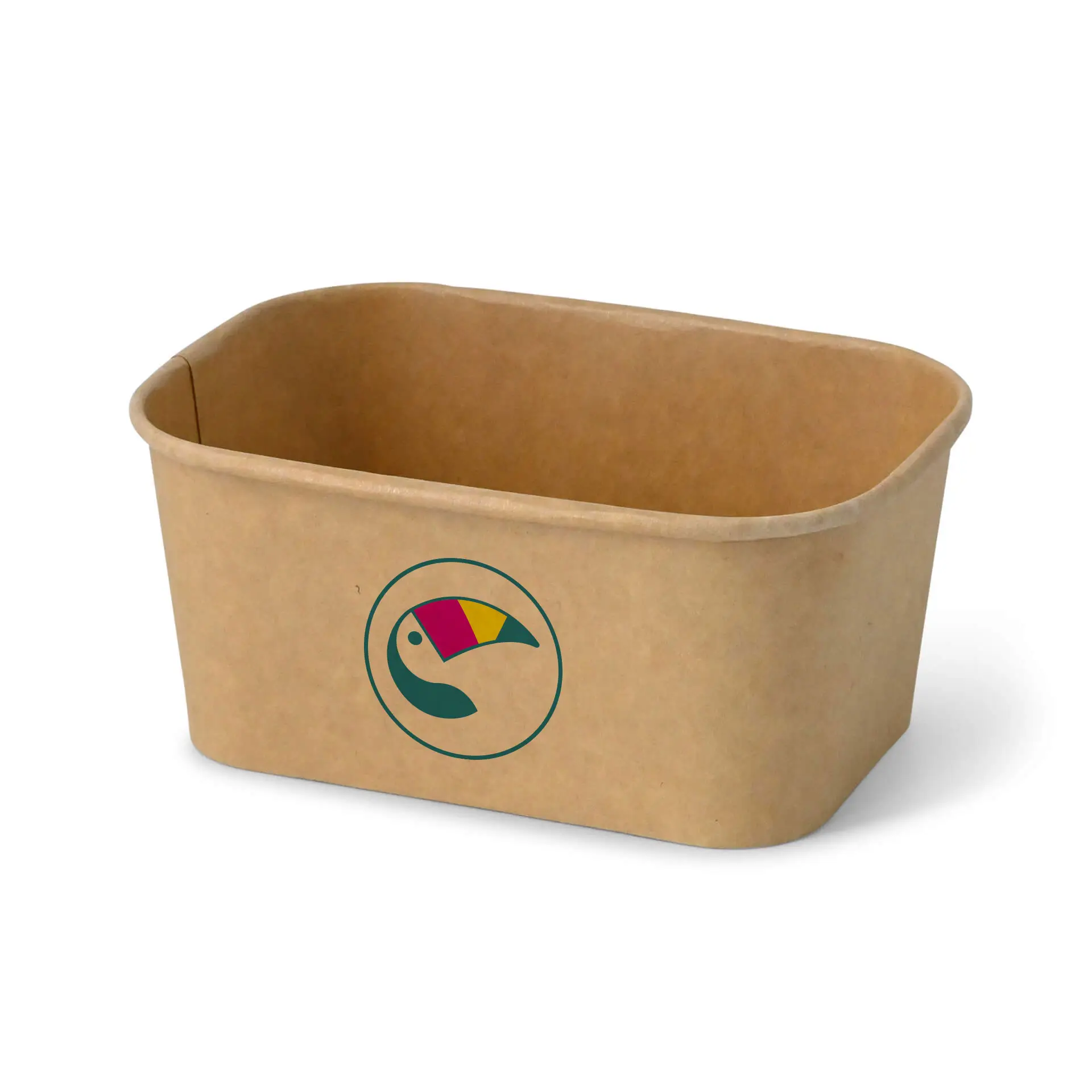 Custom printed salad bowl (rectangular), 1000 ml / 40 oz, brown, PLA-coated