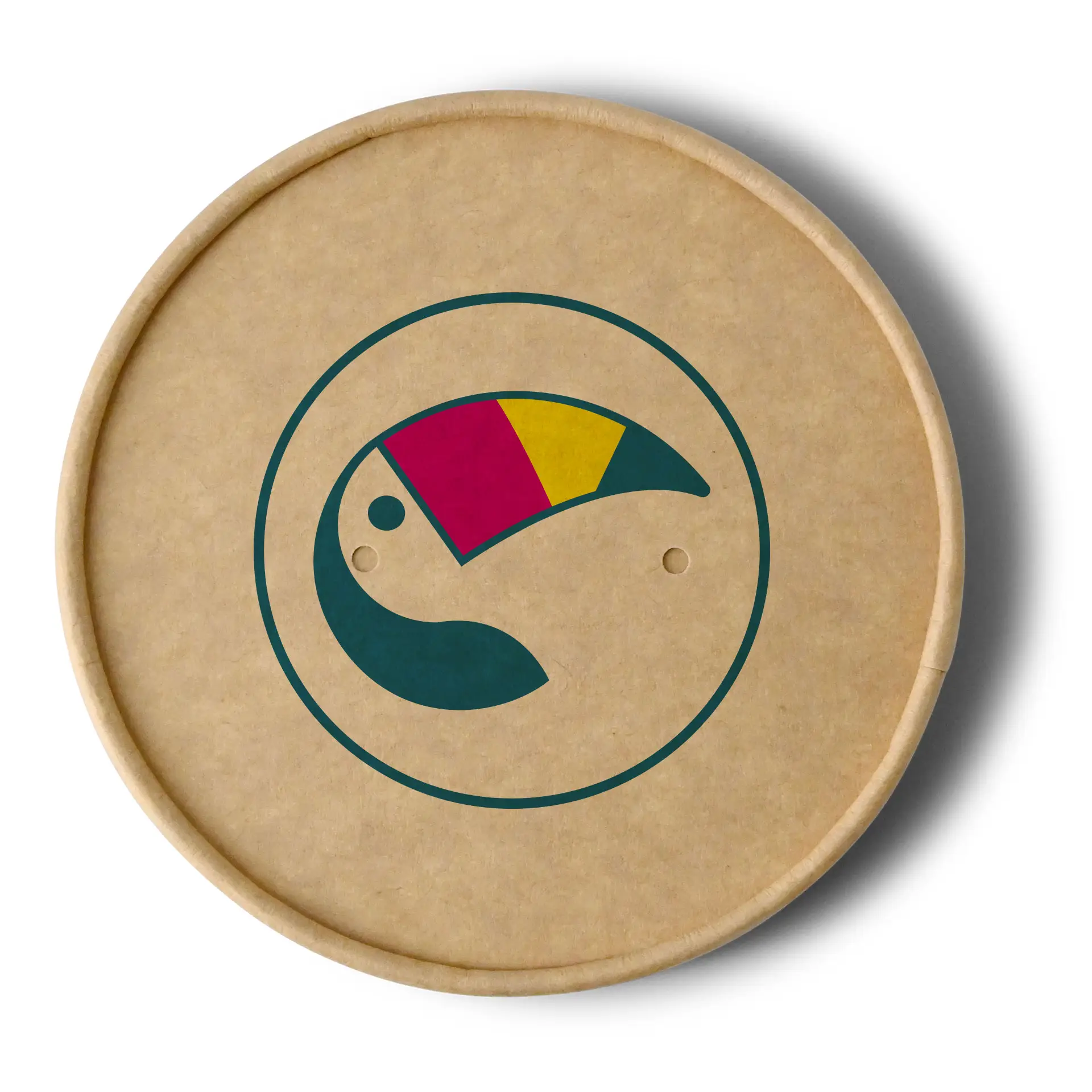 Printed membrane lids for soup cups, ⌀ 95 mm, brown, PLA-coated