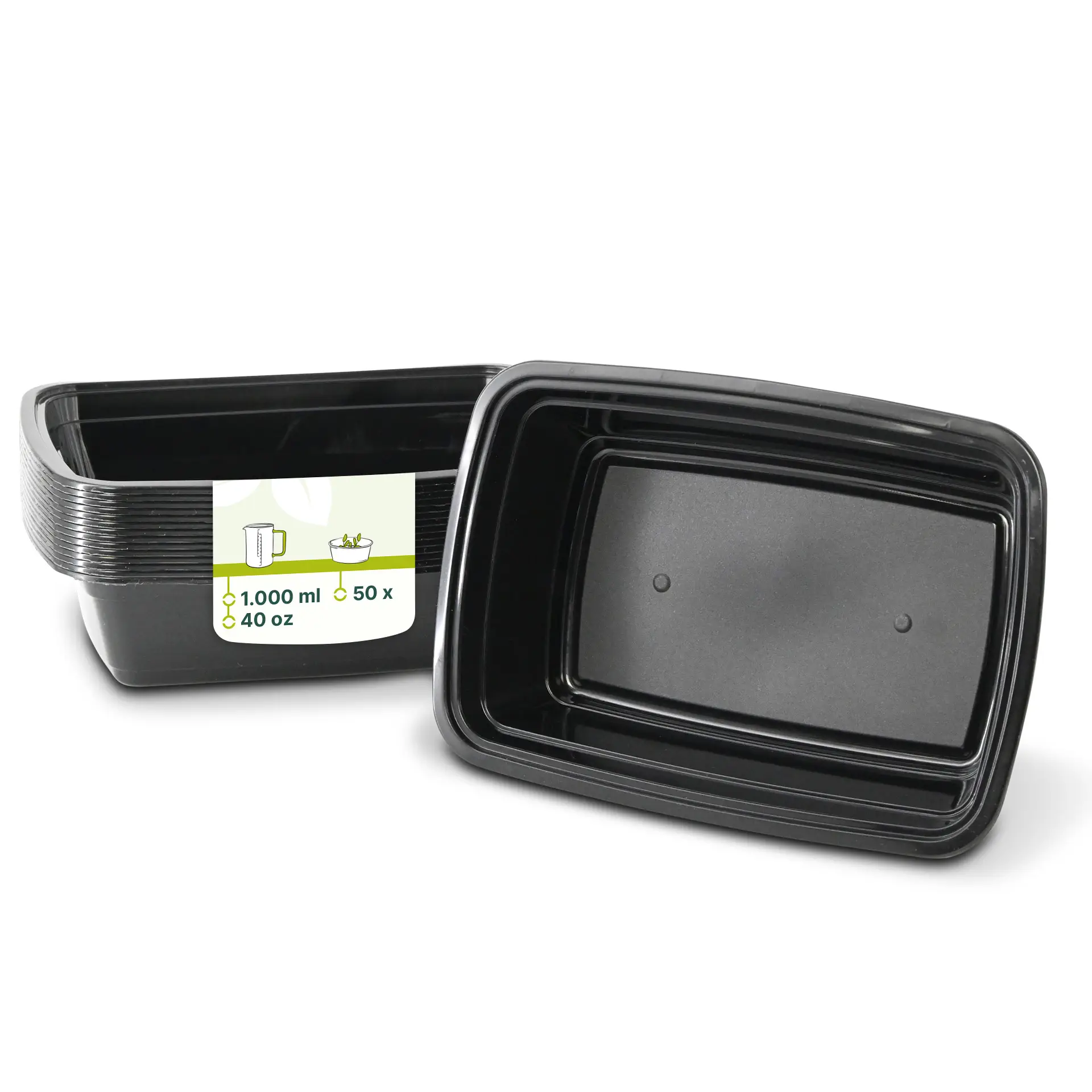 Reusable container made of PP 1000 ml, rectangular, black