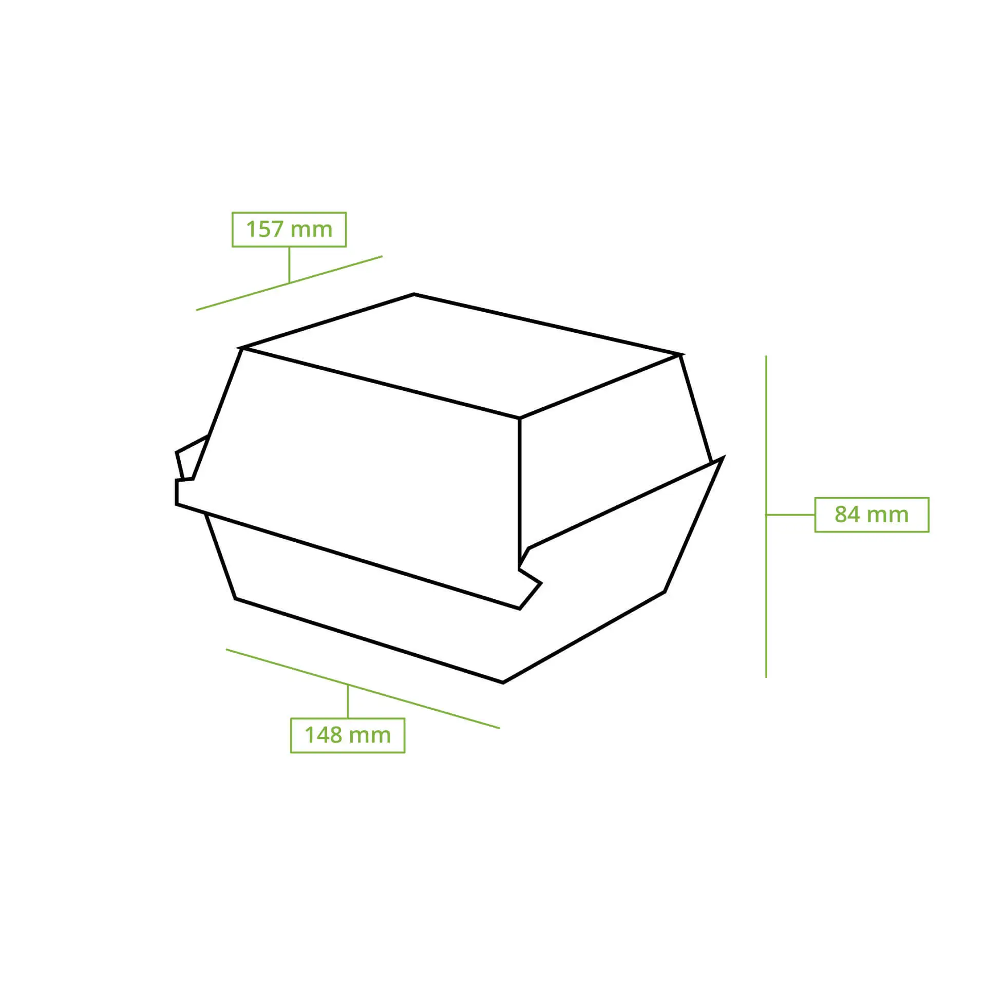 | 2 FOR 1 | Reusable burger boxes "merways Box" 16 x 15 x 8.5 cm, spinach / dark green