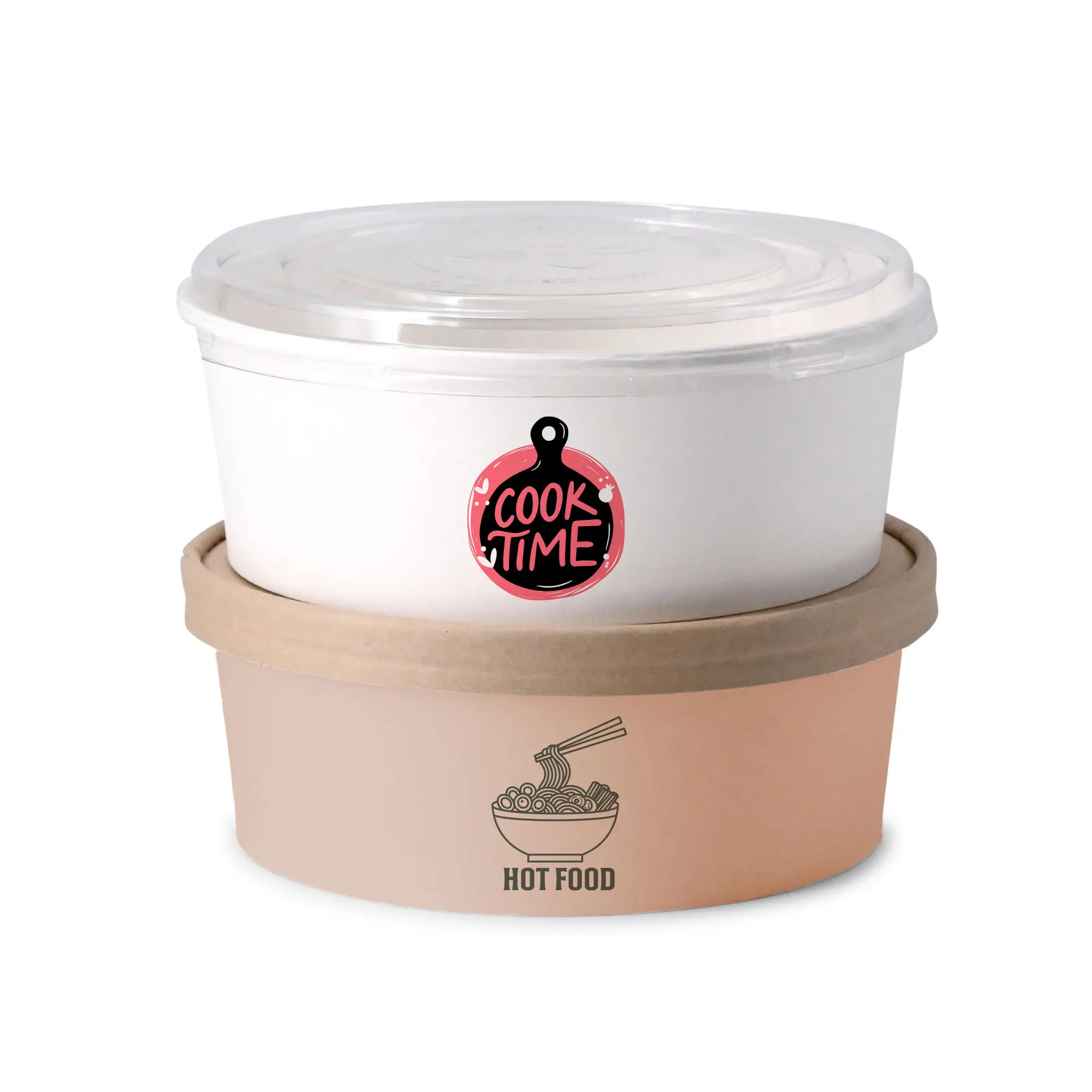 Custom salad bowls / Printed bowls, 1000 ml, Ø 185 mm, white, PLA-coated