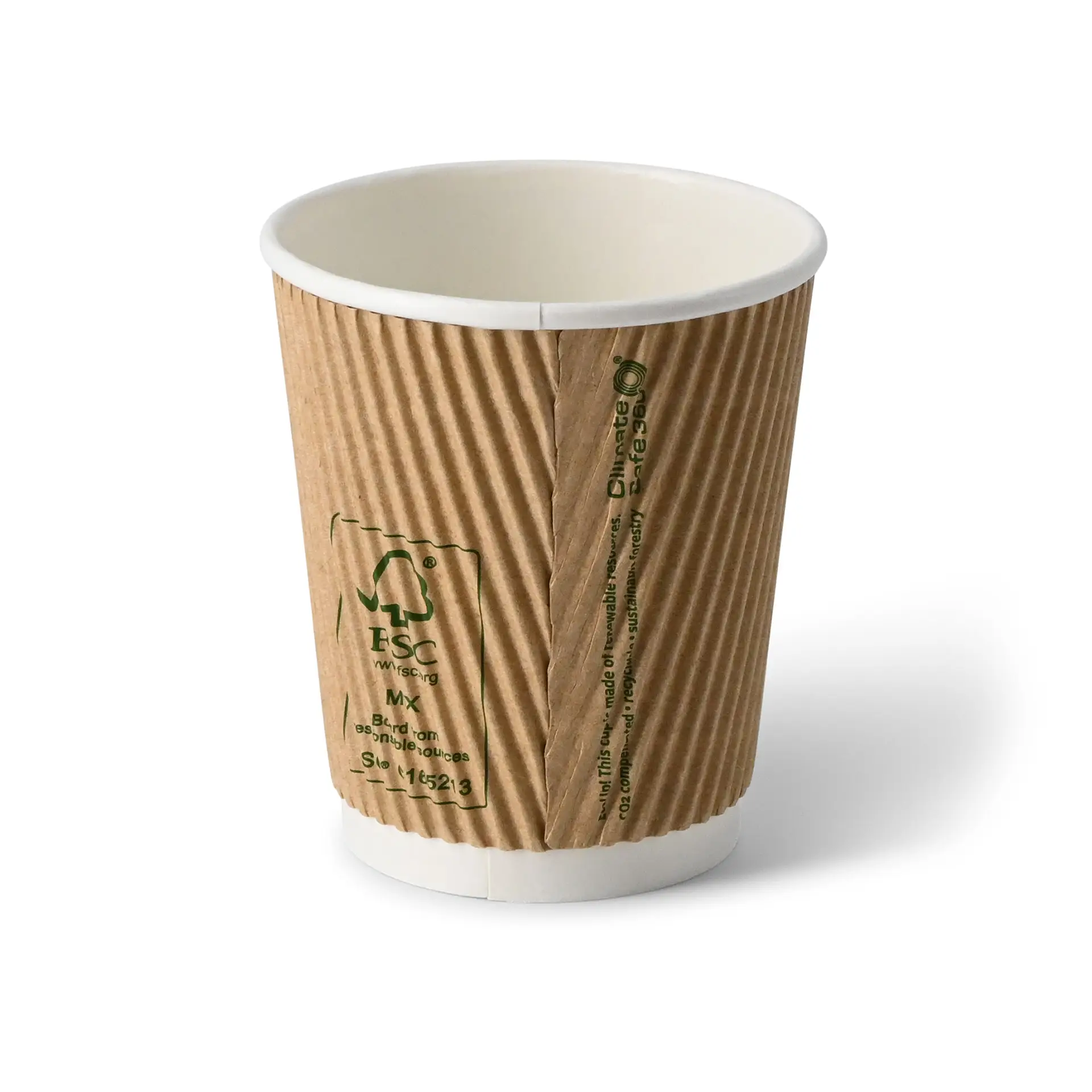 8 oz Takeaway coffee cups / Ripple cups, Ø 80 mm, kraft dhd049251-riffelbecher-coffee-to-go-becher-200-ml-8-oz-80-mm-braun-innen-weiss-2