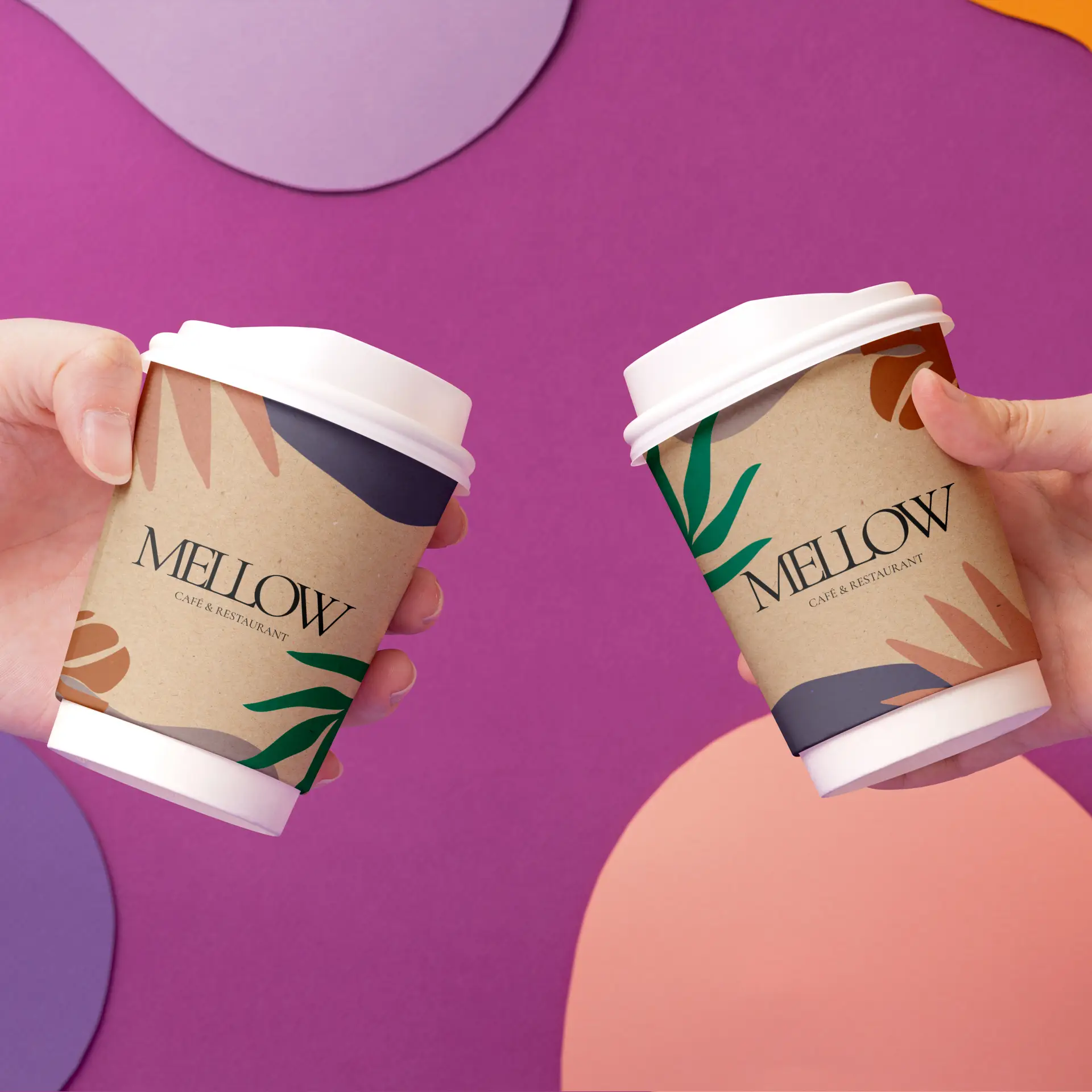 Custom Printed Paper Cups (Double-Walled) 200 ml / 8 oz, double-walled, brown / white, matt, PE coating