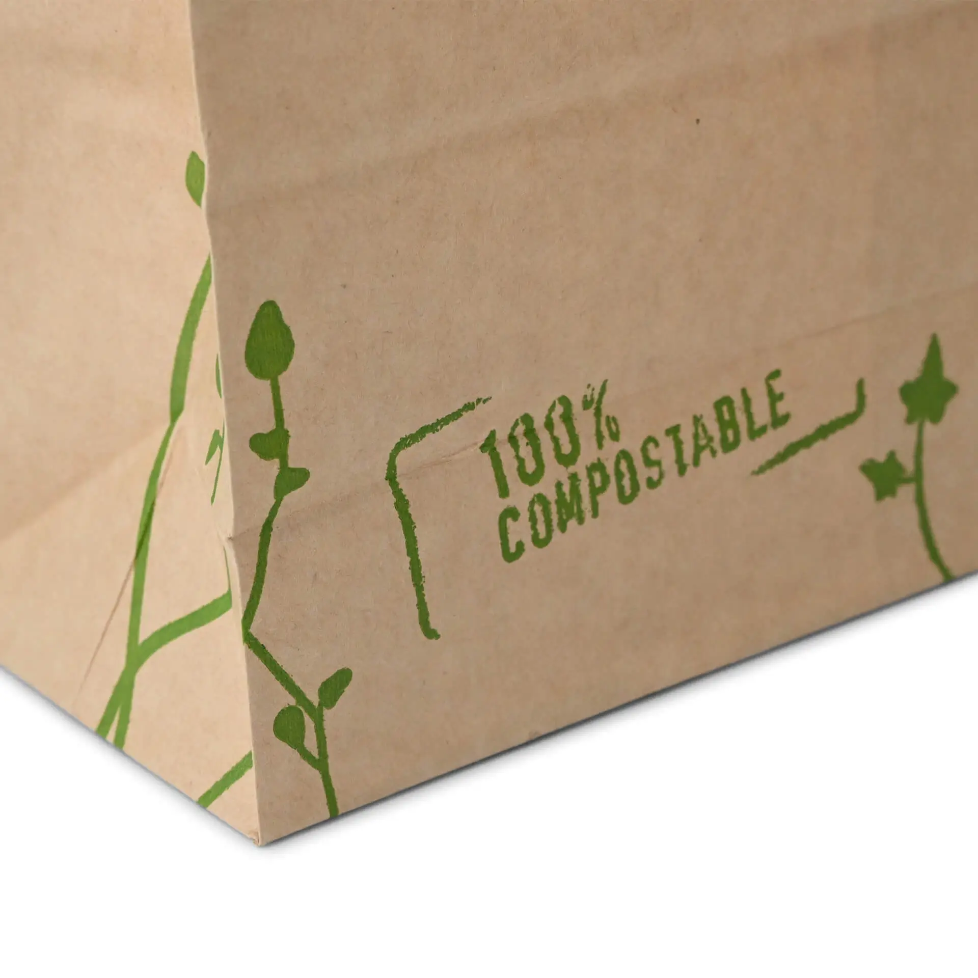 Block bottom bags with window M, 11.5 x 7.2 x 24.6 cm, PLA-foil, brown, tin tie, kraft paper