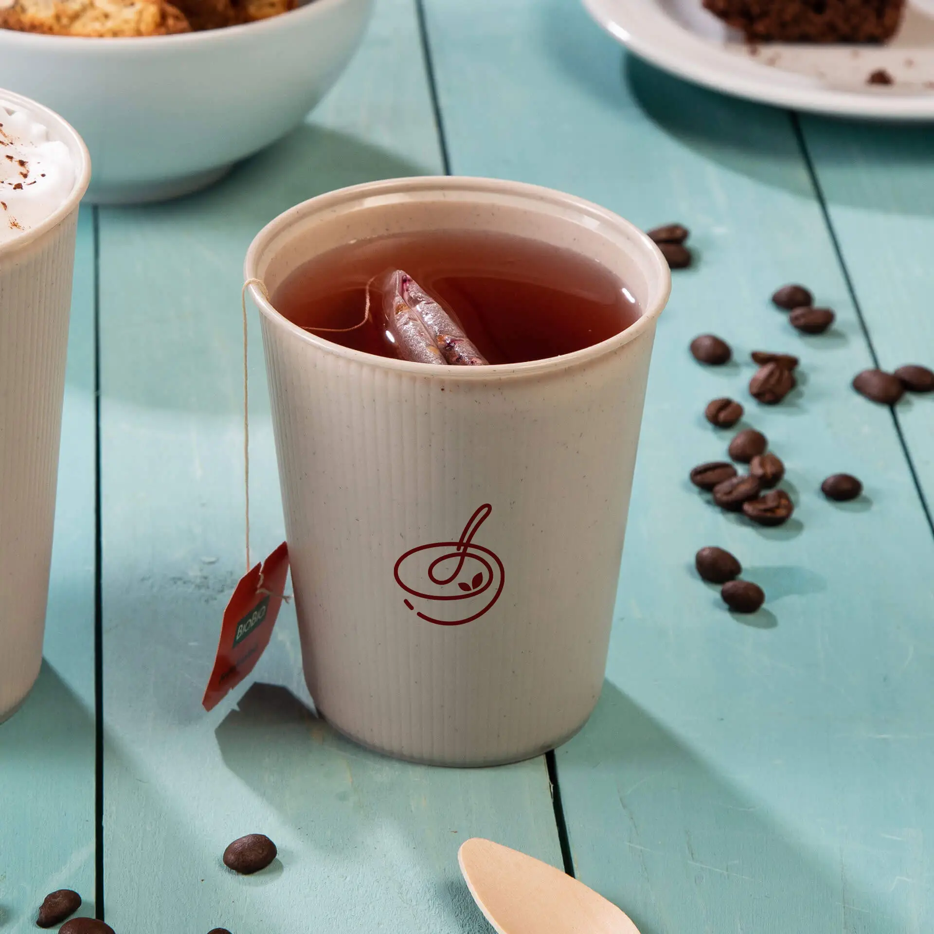 Reusable cup printed, ripple design, 250 ml / 10 oz, Ø 80 mm