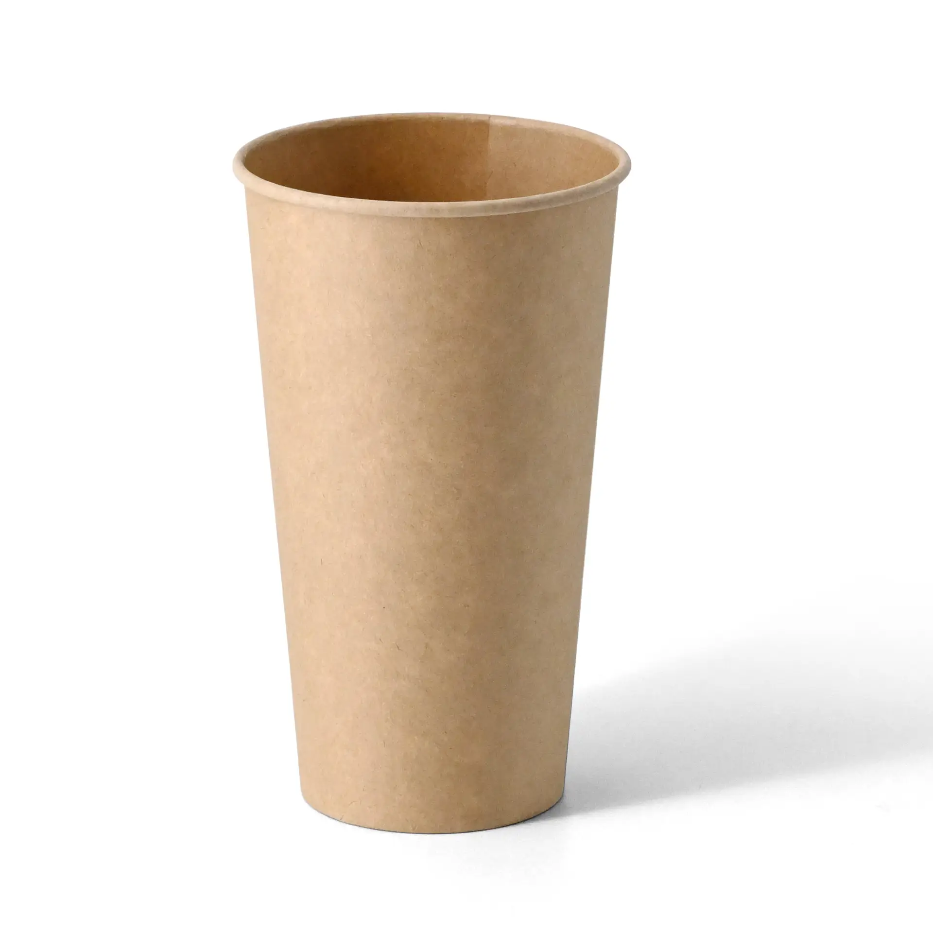 Single-wall paper cup, 500 ml, brown, PLA-coated, suitable for hot and cold drinks.
