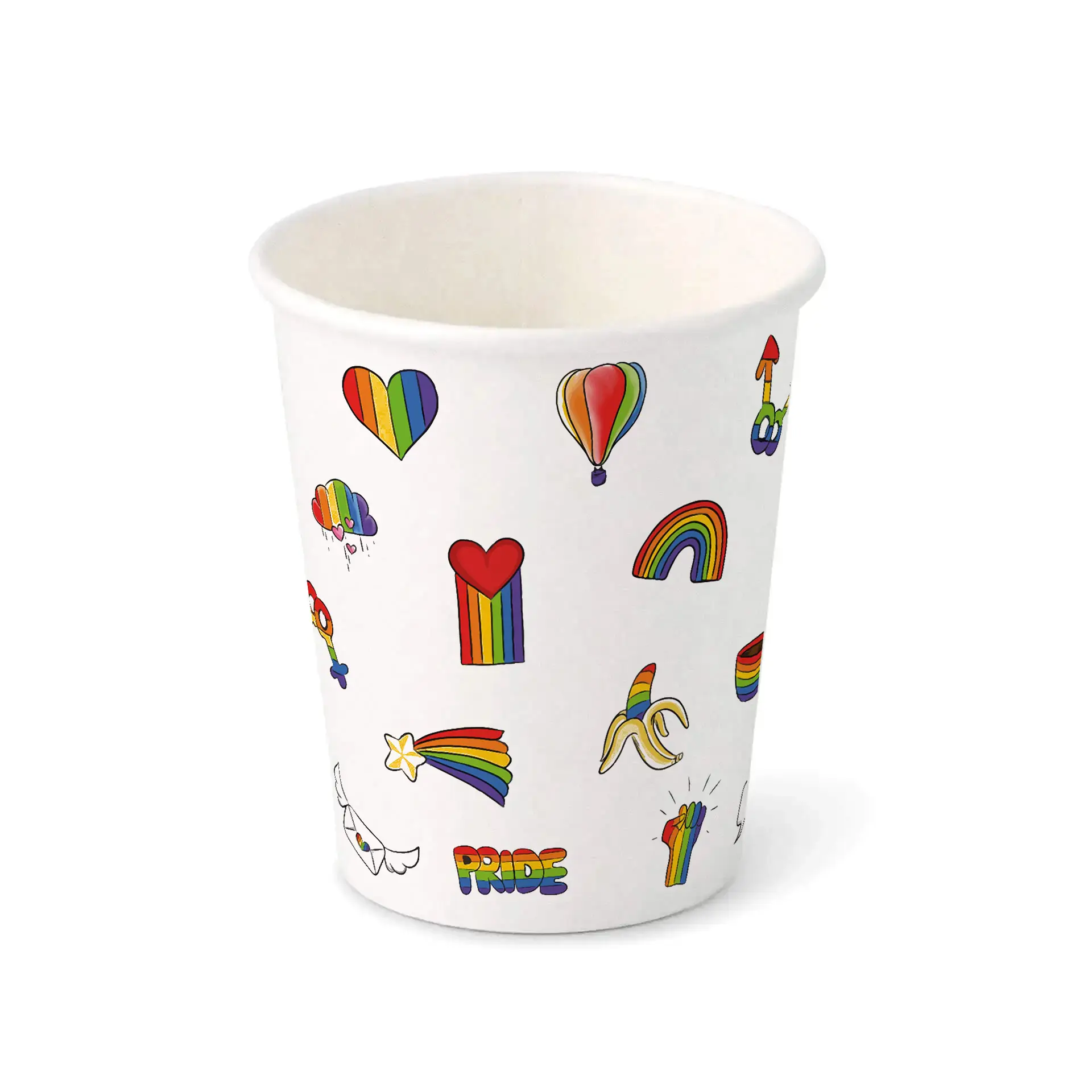 8 oz Paper cup printed with "Pride" (coated), Ø 80 mm, white