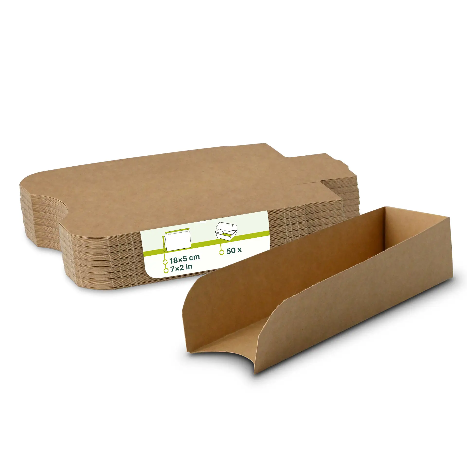 Hot dog tray, kraft 18 x 5 cm, foldable Hot dog tray, kraft 18 x 5 cm, foldable