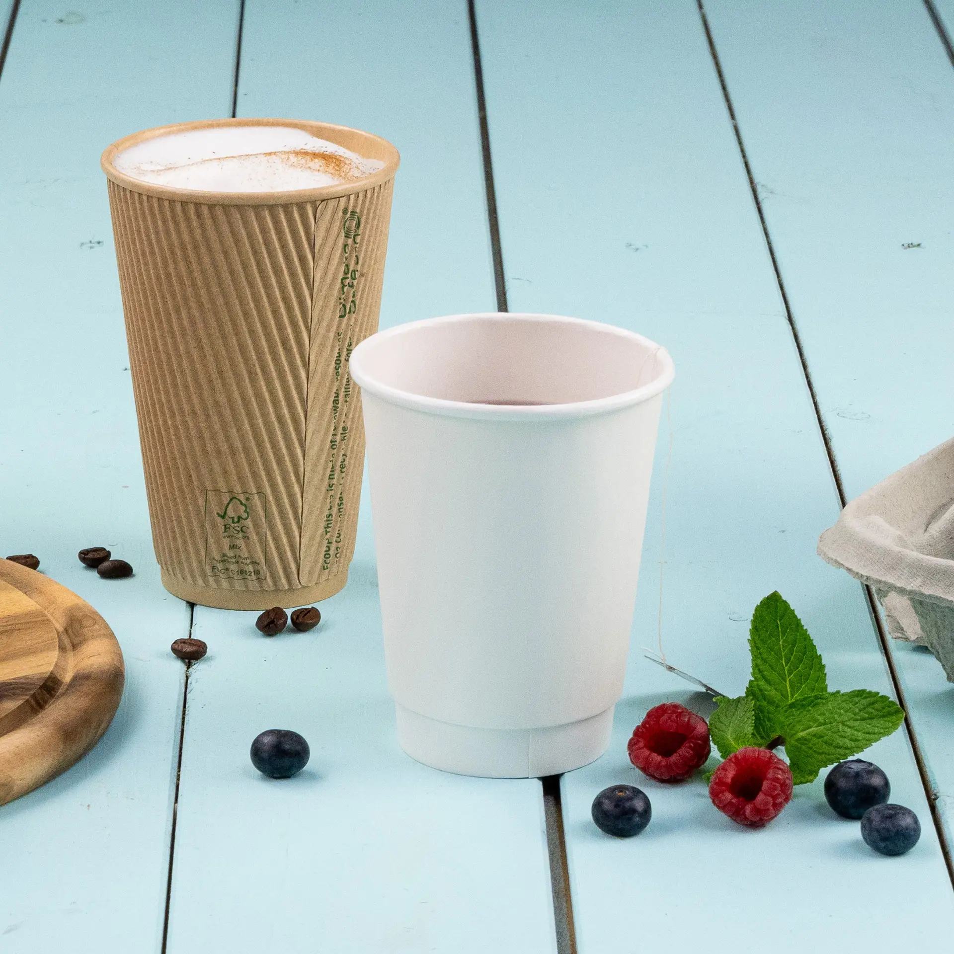 16 oz Takeaway coffee cups / Ripple cups, Ø 90 mm, kraft dhd04963-riffelbecher-kaffee-to-go-becher-400-ml-16-oz-90-mm-braun-7