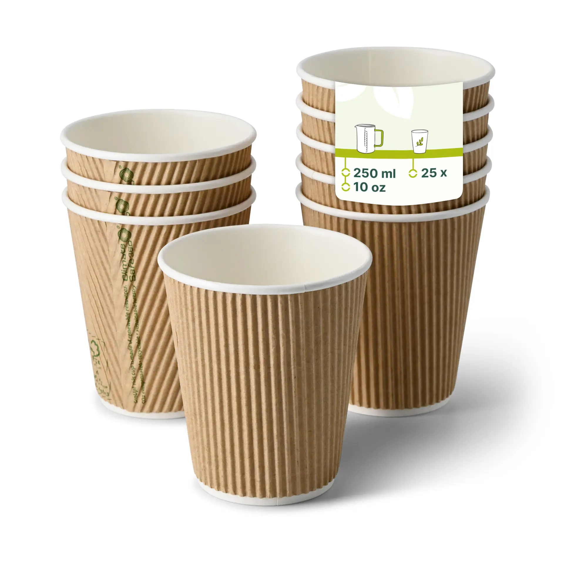 10 oz Takeaway coffee cups / Ripple cups, Ø 90 mm, kraft
