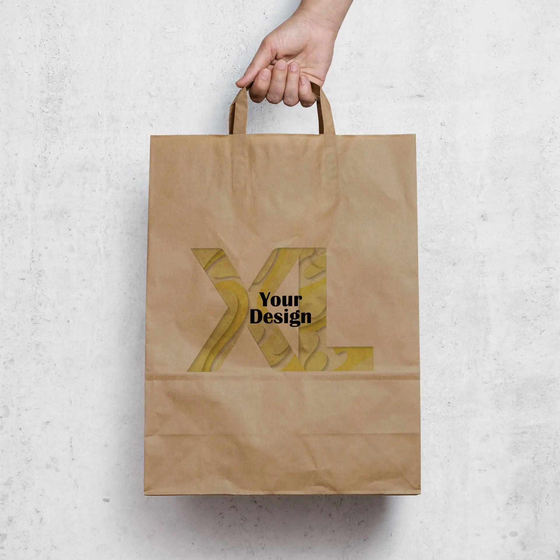 Print paper carrier bags, brown, XL - 32 x 12 x 40 cm