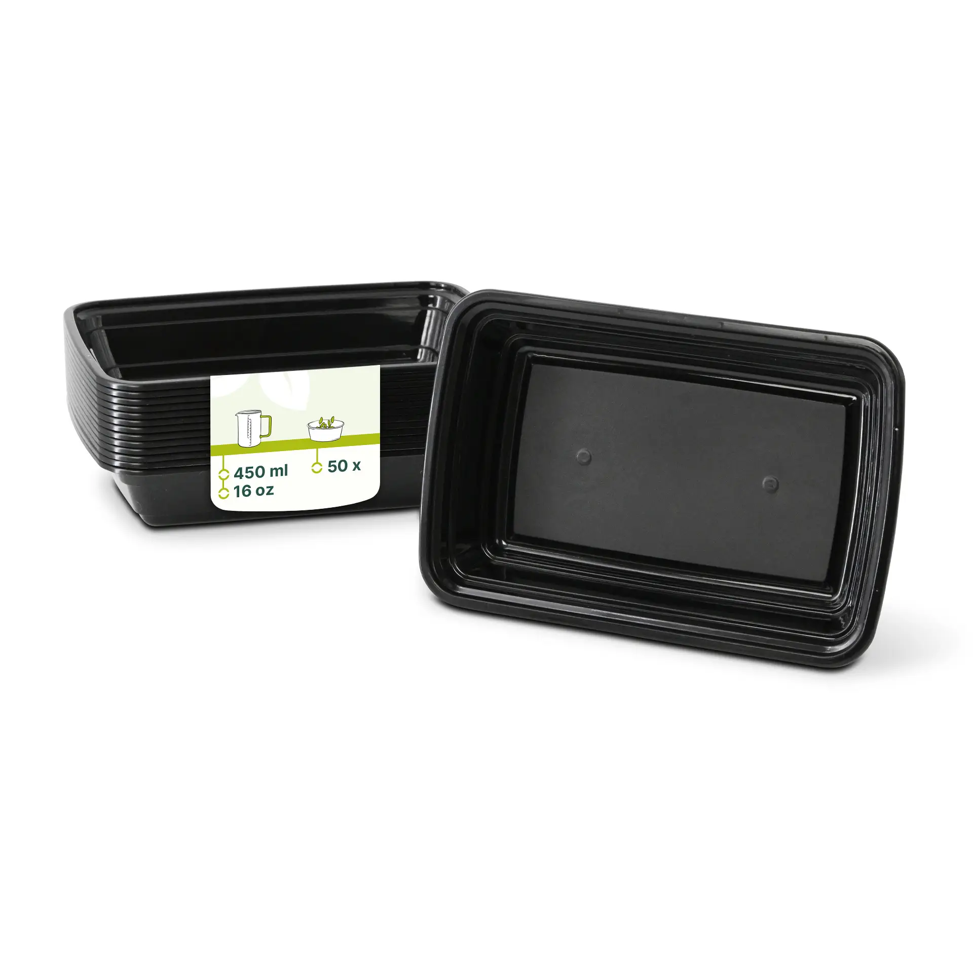 Reusable container made of PP 450 ml, rectangular, black