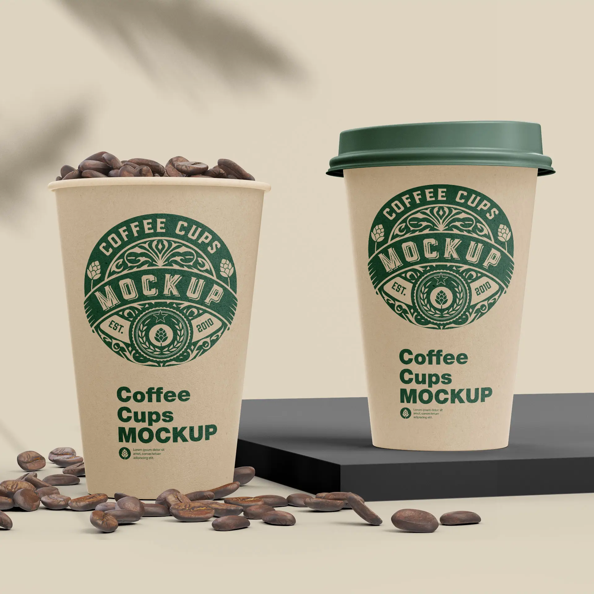 Paper cups with logo (single-wall), 400 ml / 16 oz, brown, PE coated