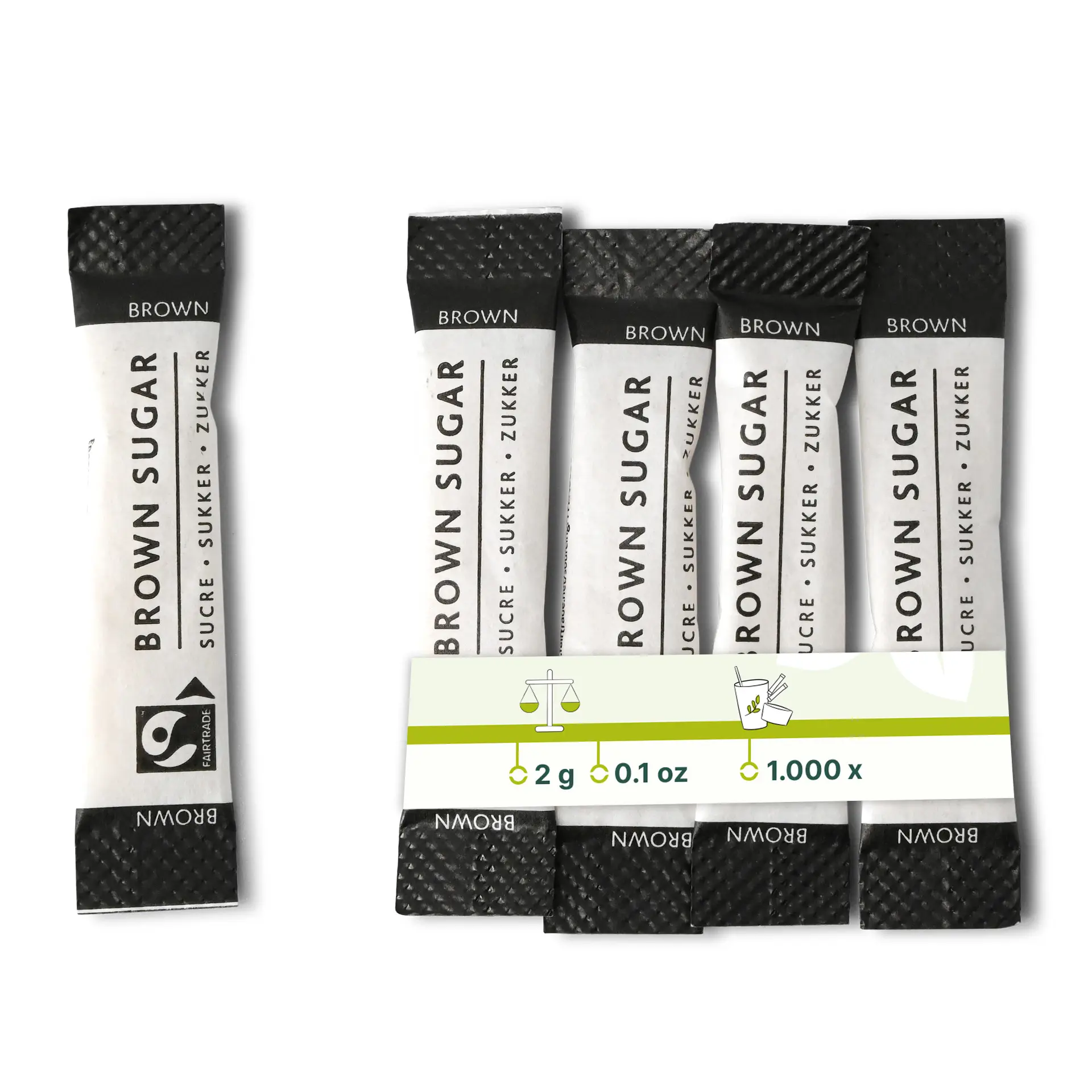 Fair trade sugar sticks, brown