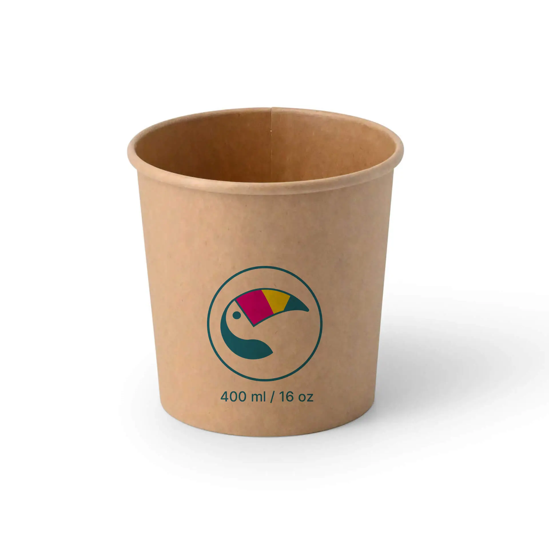 Print ice cream cups (optional with lid), 400 ml / 16 oz, brown, water-based coating