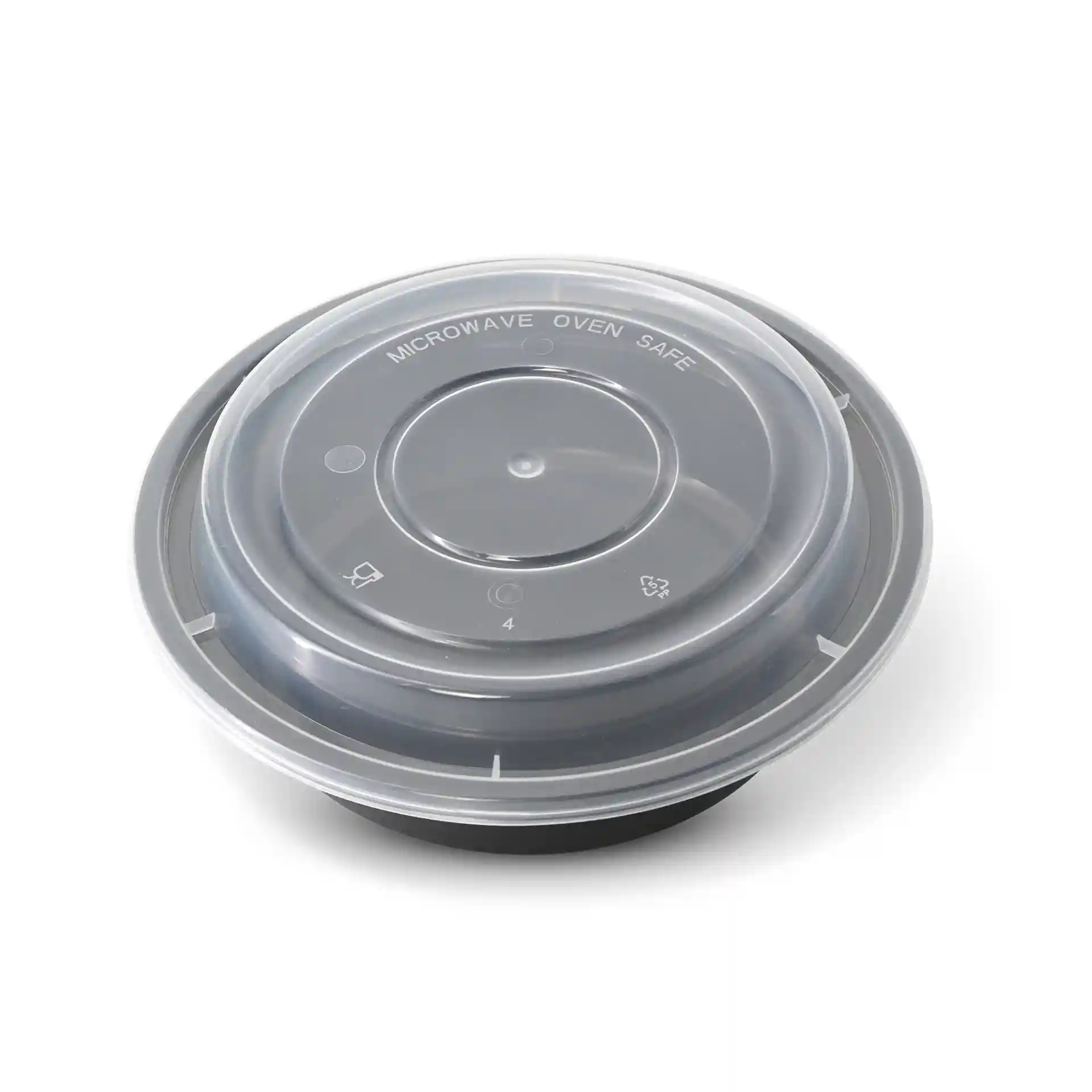Transparent round reusable lid made of PP, with a diameter of 160 mm and a height of 15.2 mm.
