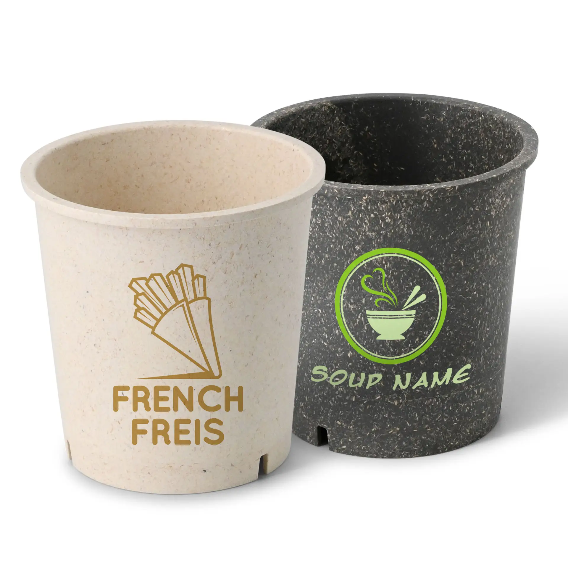 Custom print reusable soup cups, 400 ml, grey