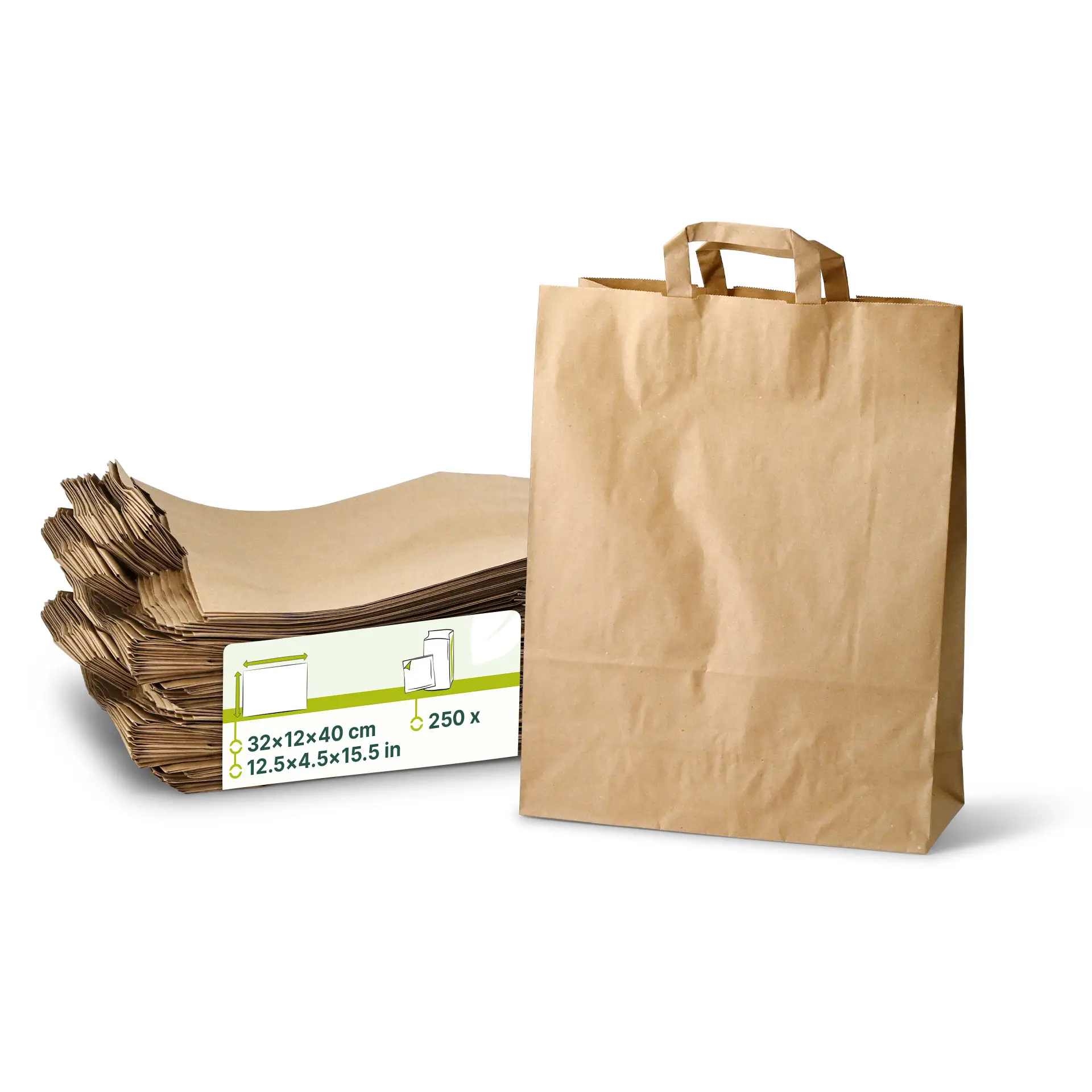Recycling paper-carrier bags XL, 32 x 12 x 40 cm, kraft Recycling paper-carrier bags XL, 32 x 12 x 40 cm, kraft