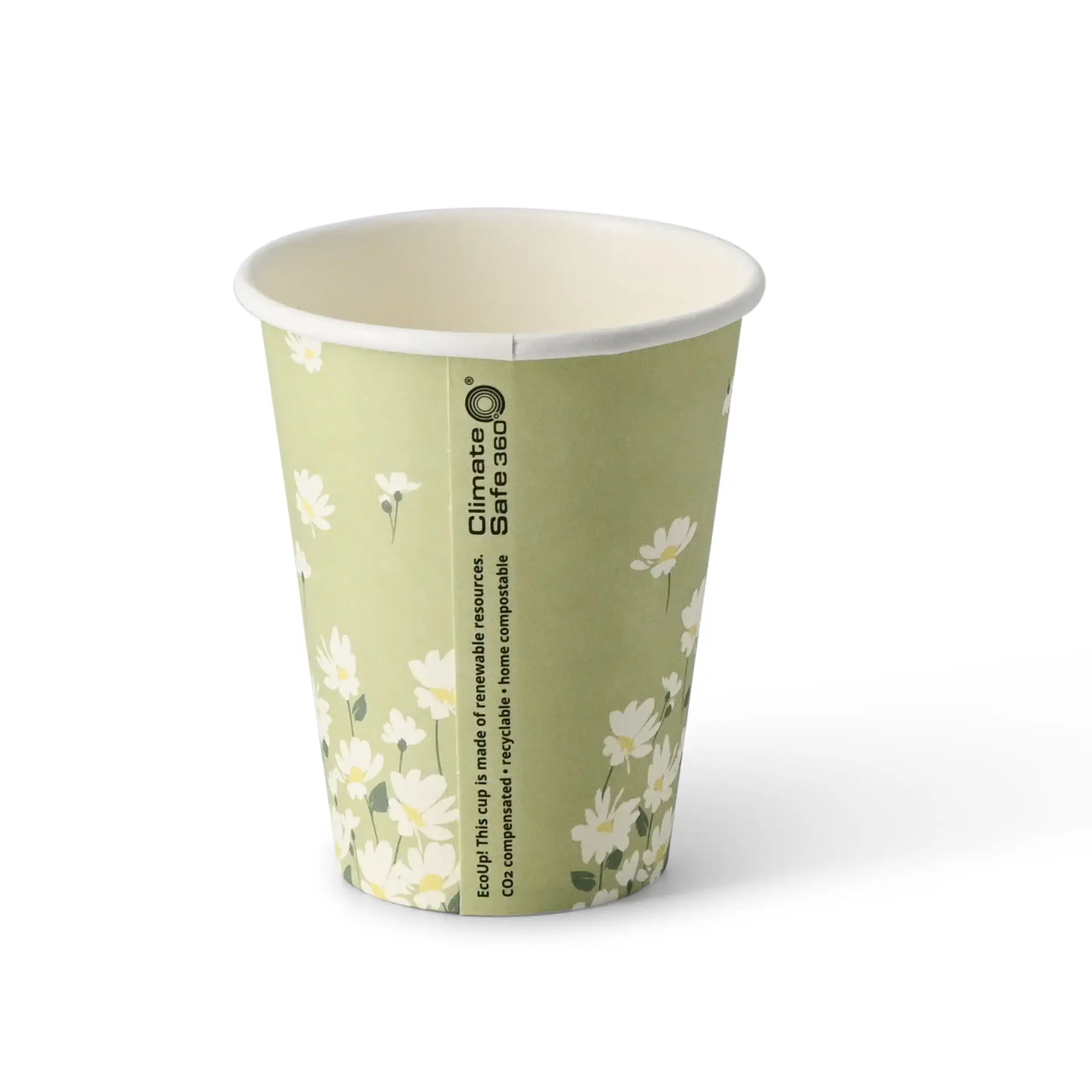 8 oz Paper cups spring 'Daisies' single wall, Ø 80 mm, green dhd041111-pappbecher-fruehling-gaensebluemchen-200-ml-8-oz-80-mm-gruen-2