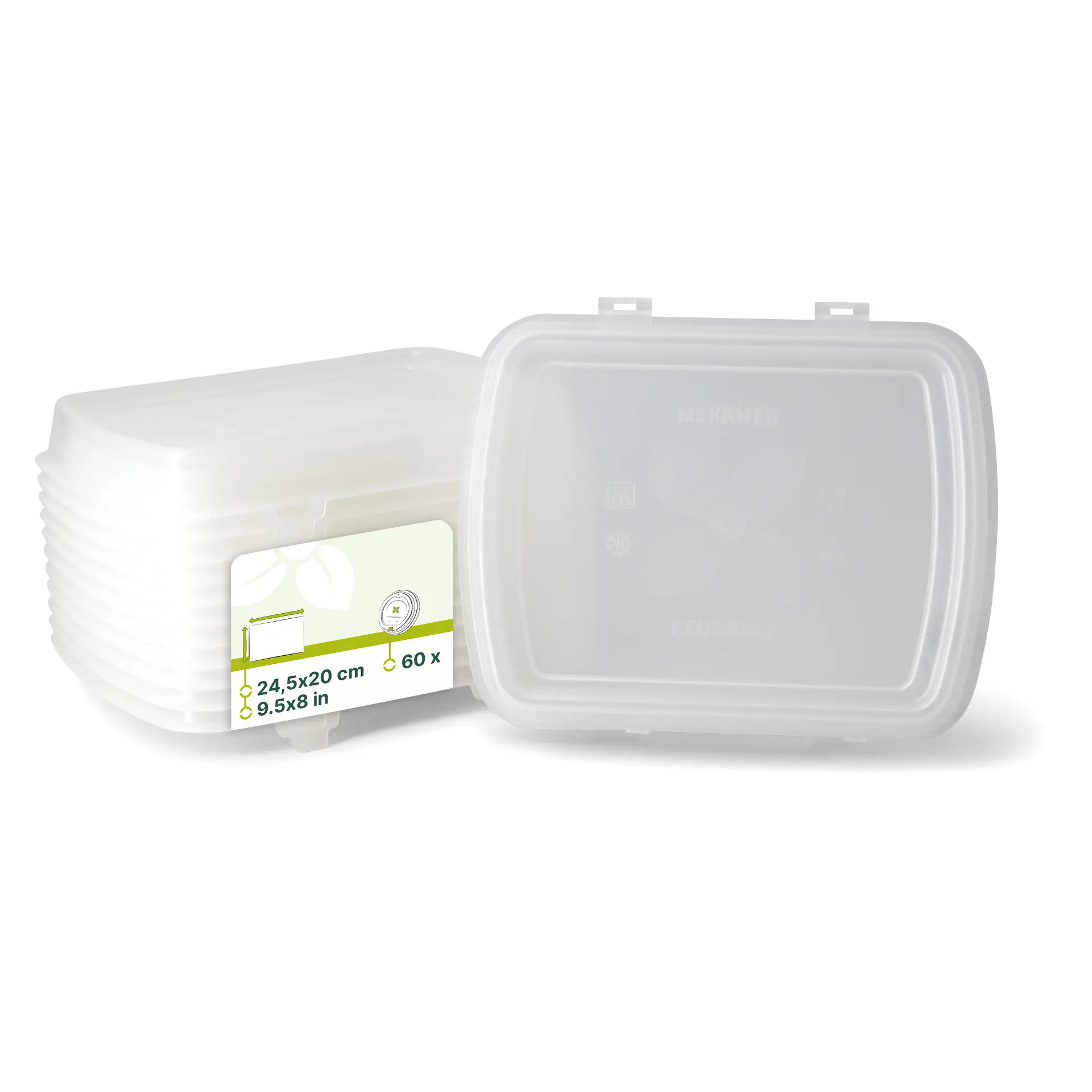Reusable lids "merways Box" 24.5 x 20 x 4.5 cm, PP, transparent Reusable lids "merways Box" 24.5 x 20 x 4.5 cm, PP, transparent