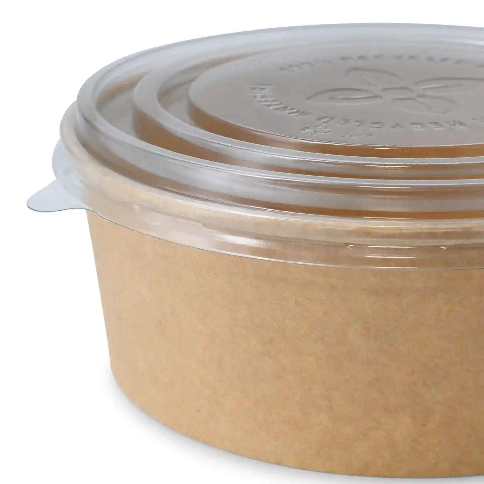 Transparent PLA lid with a diameter of 150 mm, designed to fit a rectangular container.