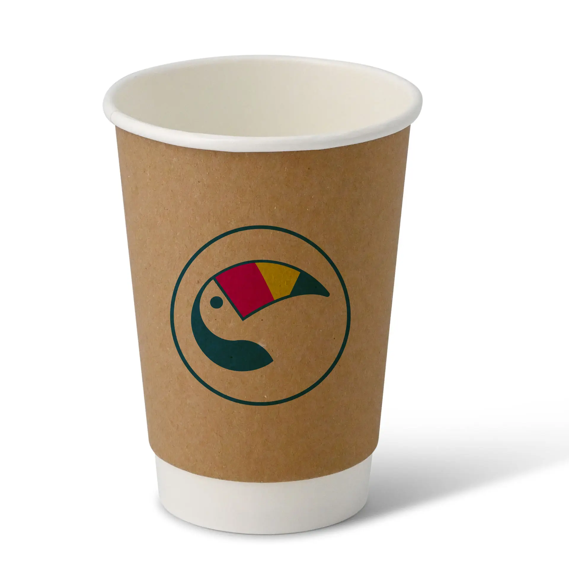 Custom Printed Paper Cups (Double-Walled) 400 ml / 16 oz, double-walled, brown / white, matt, PE coating