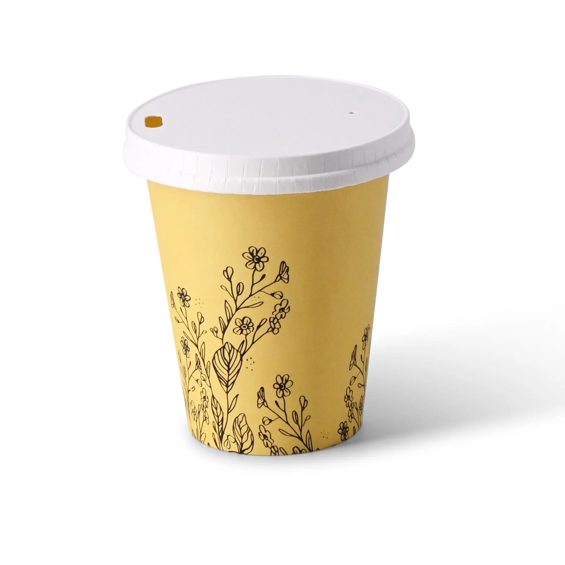 8 oz Paper cups spring 'Flowers' single wall, Ø 80 mm, yellow dhd041101-pappbecher-fruehling-blumen-200-ml-8-oz-80-mm-gelb-5
