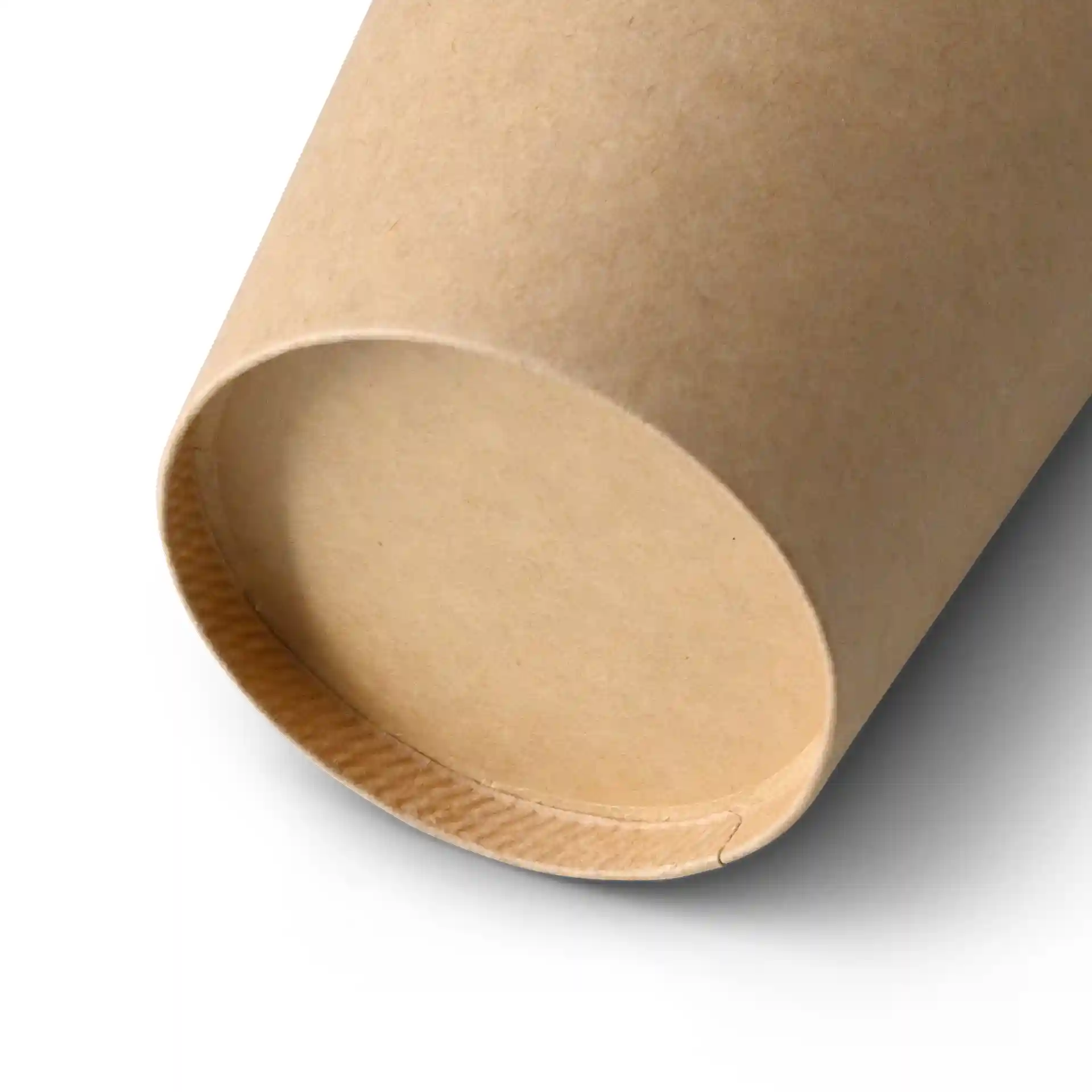 Brown cardboard wrap cup with a deep design, showing the bottom edge and inner surface.