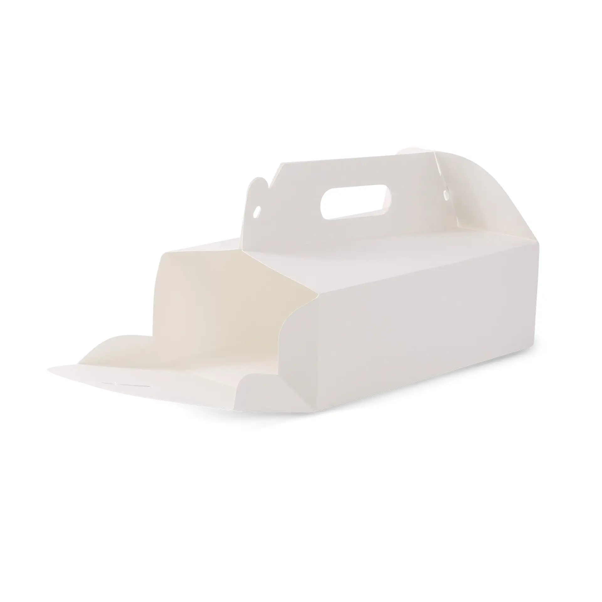 Cardboard-pastry boxes with handle L, 26 x 17 x 9 cm, white, foldable