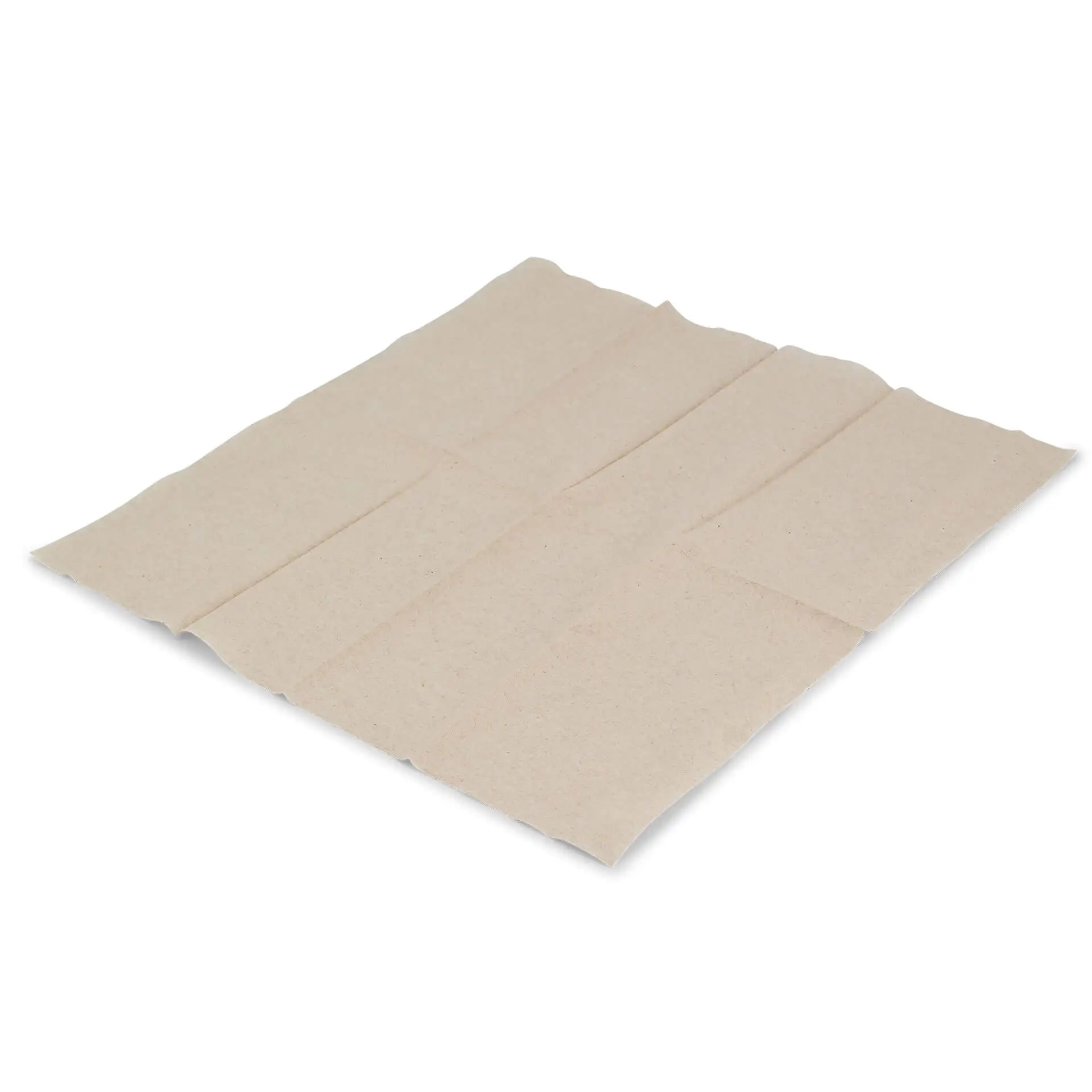 Unbleached paper napkin, rectangular shape, 33 x 33 cm, 1-ply, with visible fold lines.