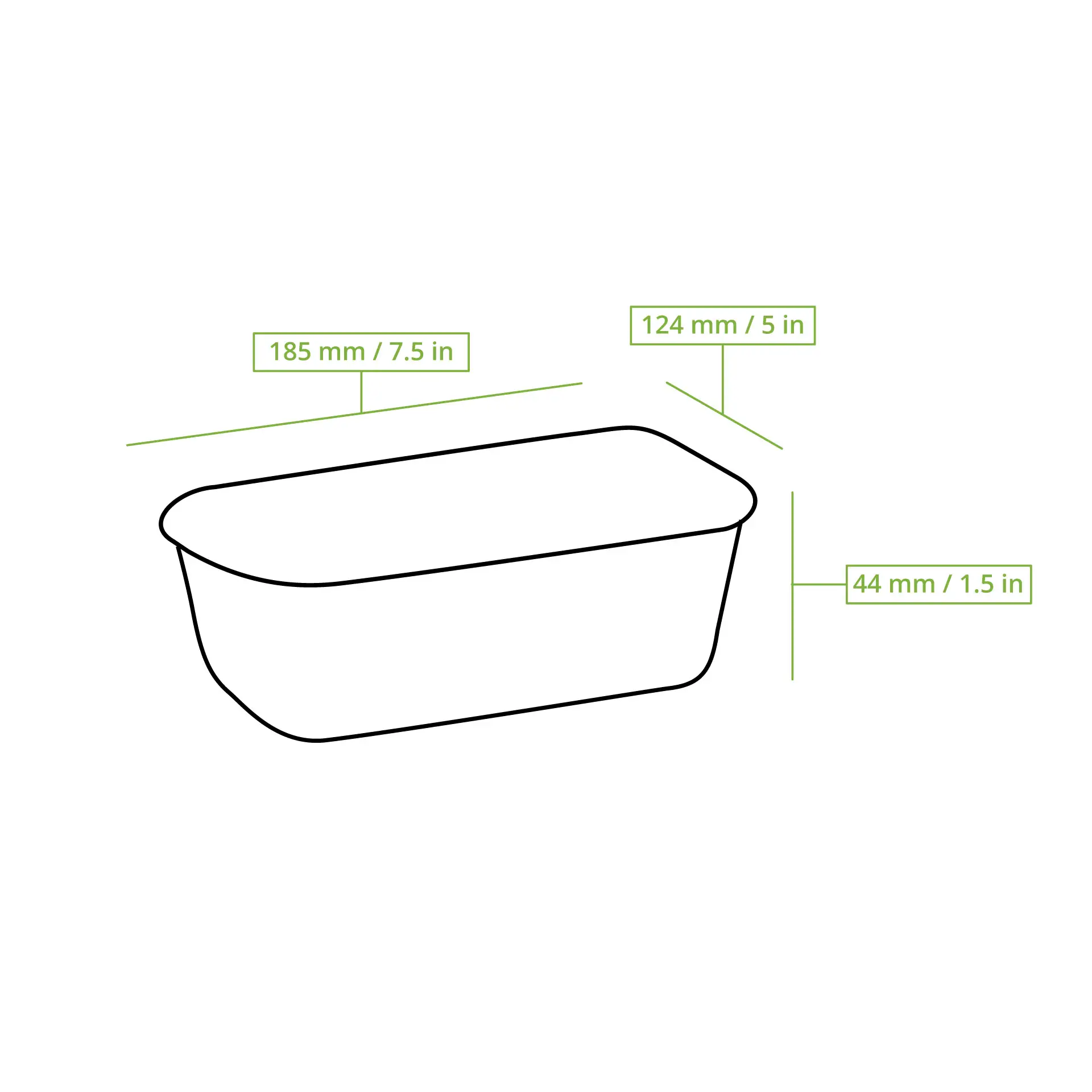 Reusable container made of PP 700 ml, rectangular, black