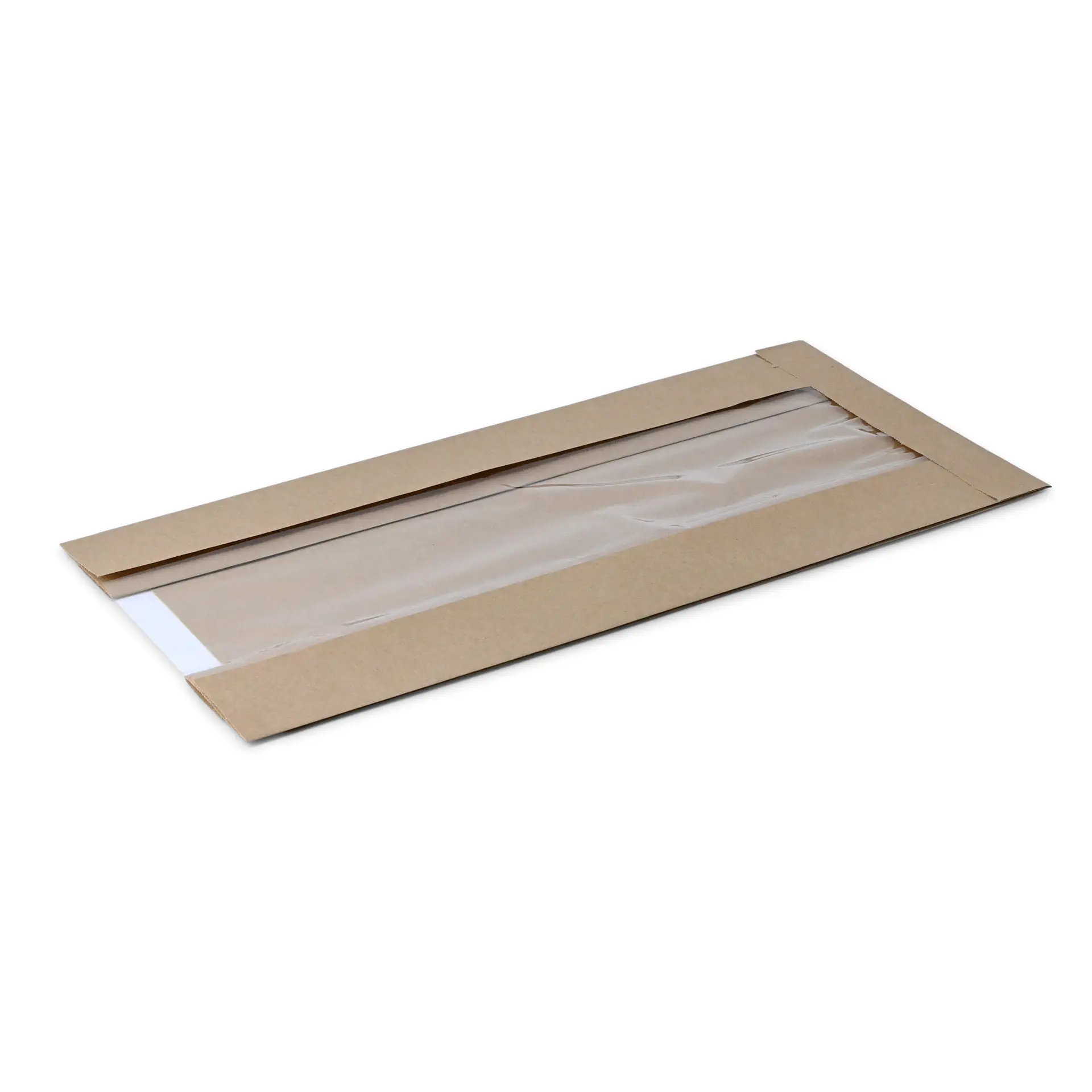 Flat paper bread bag with Window L, 20 x 11 x 41 cm, brown