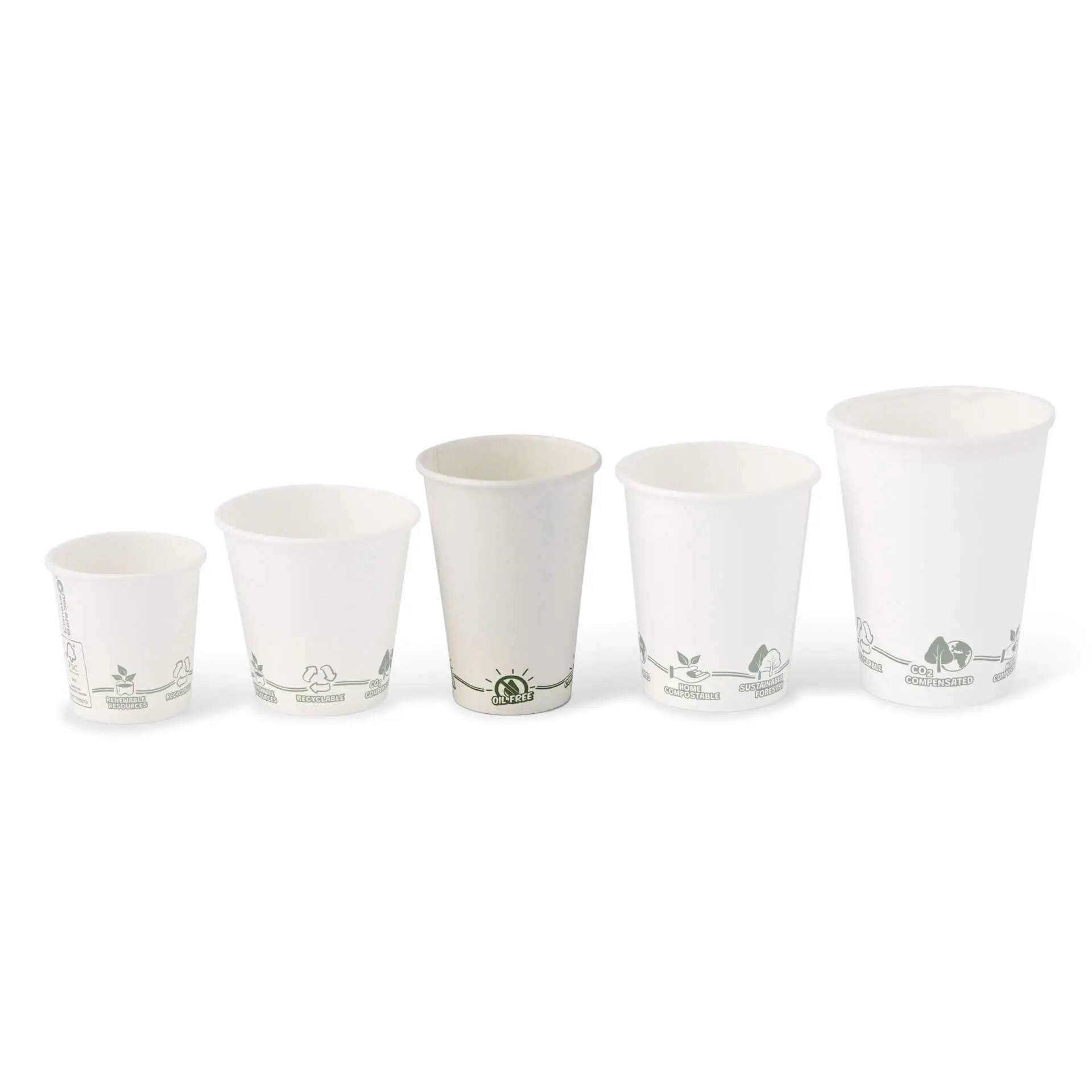 Vending Cup "EcoUp©" Icons, 180 ml / 7.5 oz, Ø 70 mm, single wall, white, PLA-coated