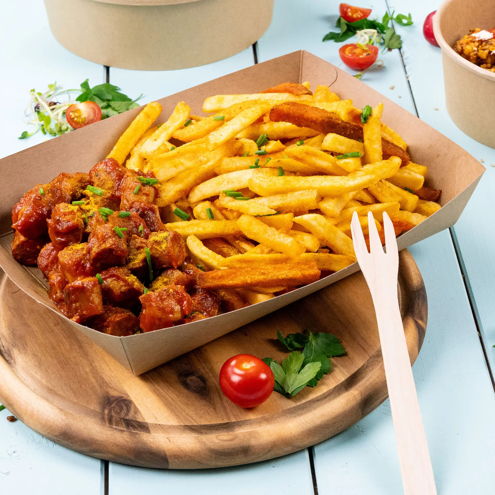 Cardboard trays for food 750 ml, kraft