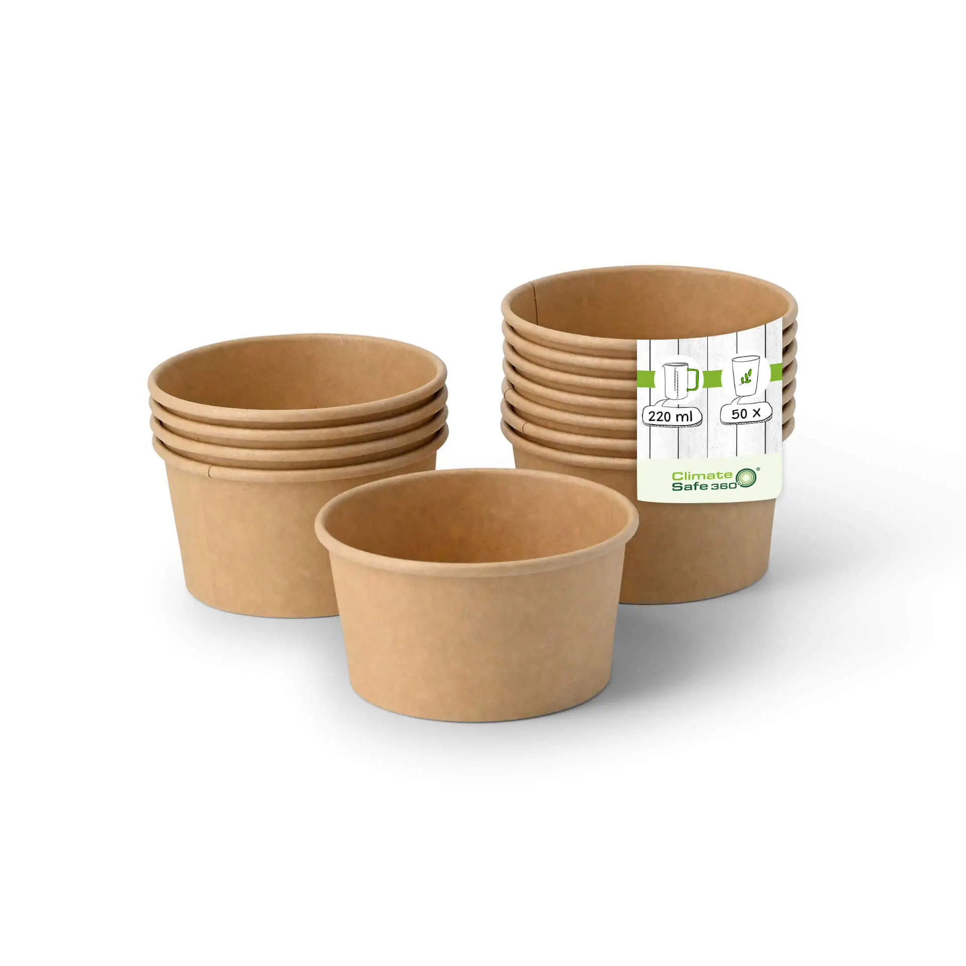 6 oz, max. 7.5 oz Paper Ice Cream Cups S, Ø 92 mm, brown