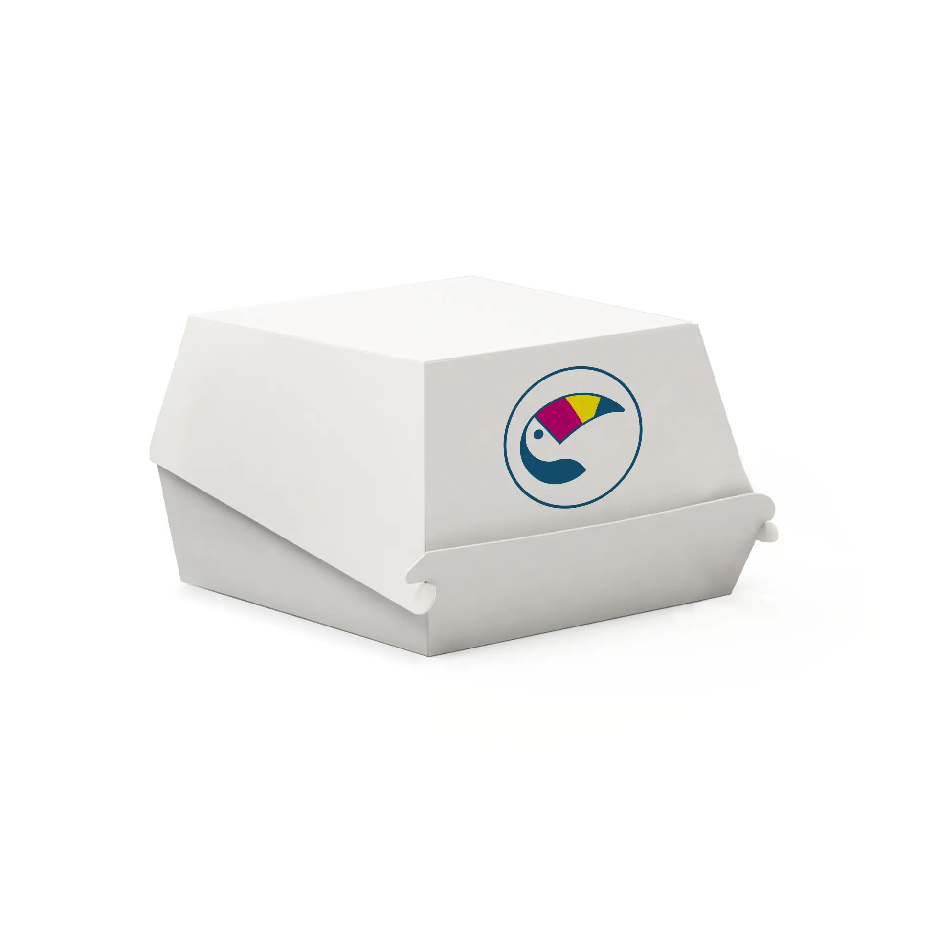Printed burger boxes, 11.5 x 10.8 x 8 cm, white