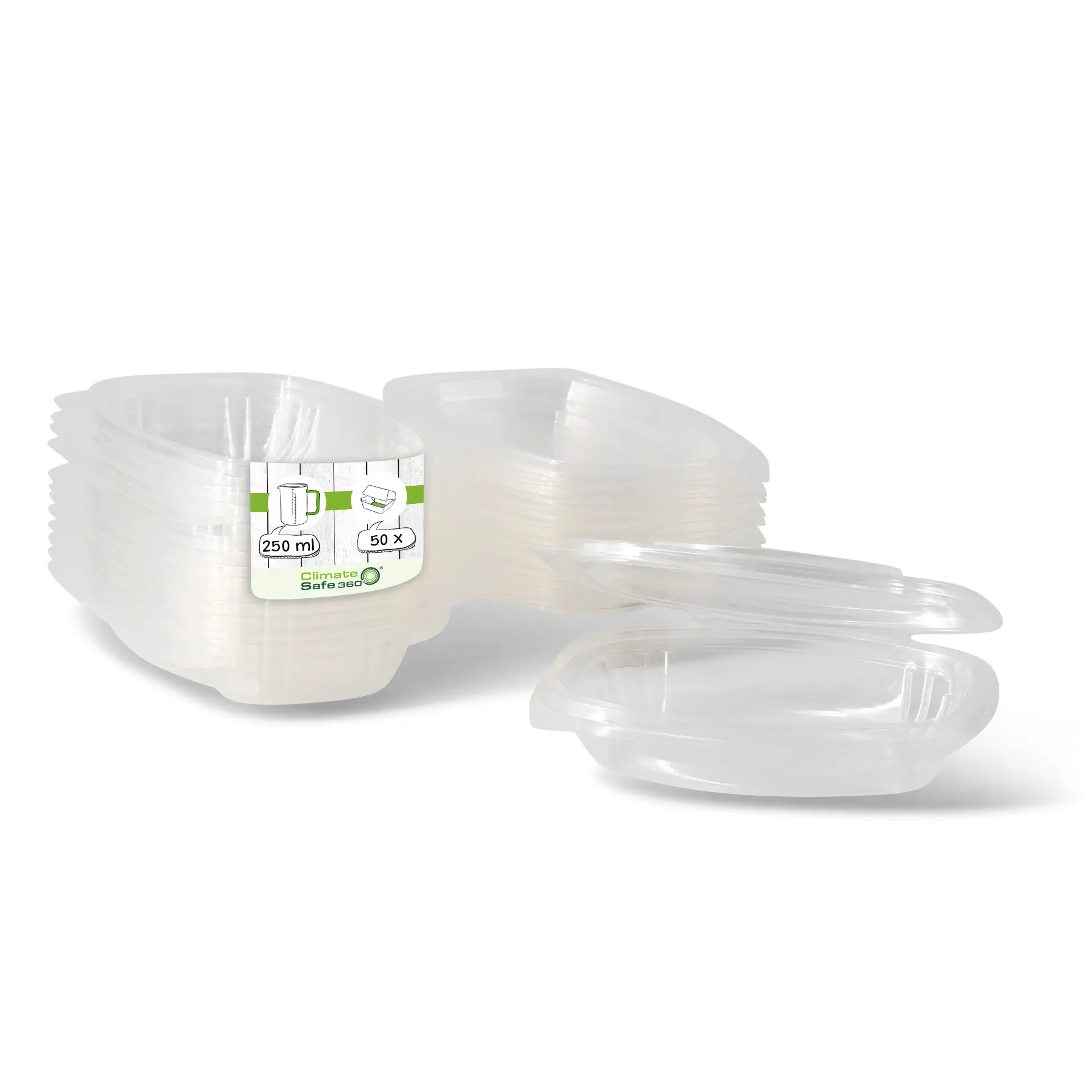 PLA Deli Bowls 250 ml, folding lid, rectangular