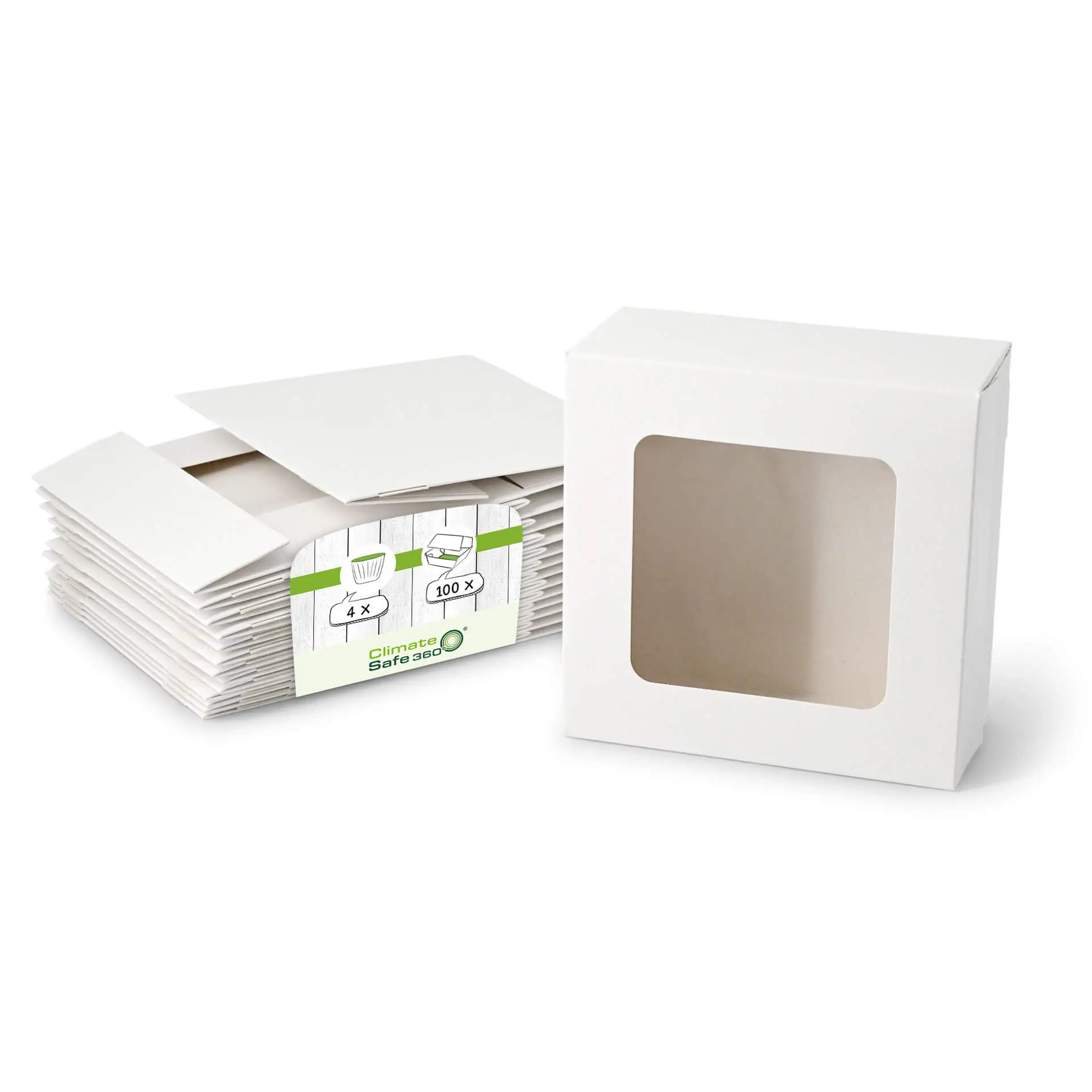 Cupcake boxes (4-pack), cellulose window, white Cupcake boxes (4-pack), cellulose window, white